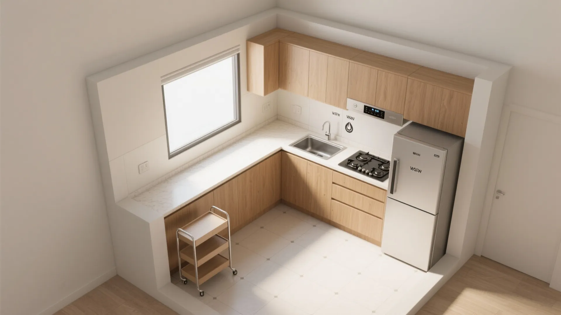 L-Shaped Layout to Release Counter Space