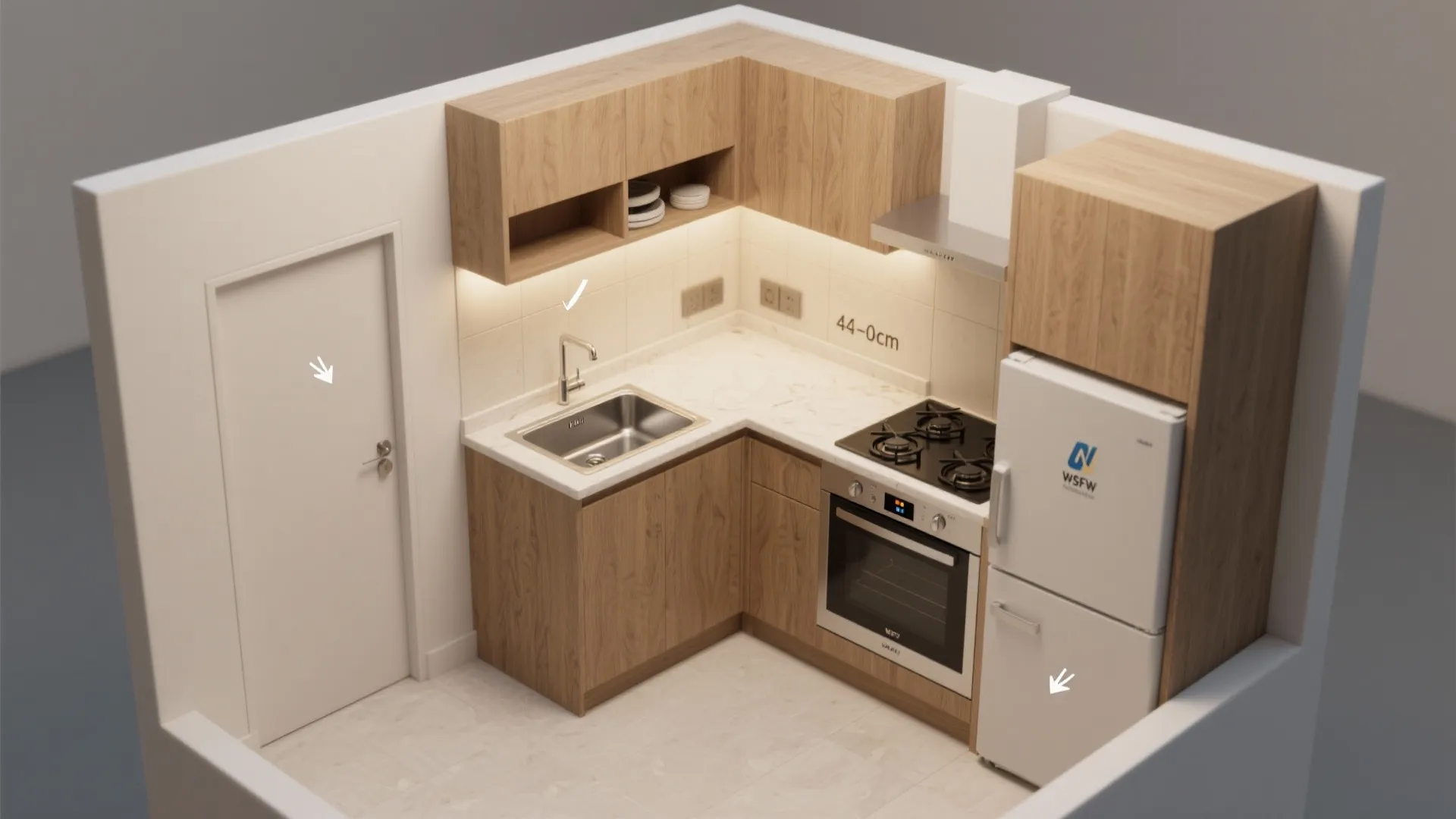 L-Shaped Layout That Frees Counter Space