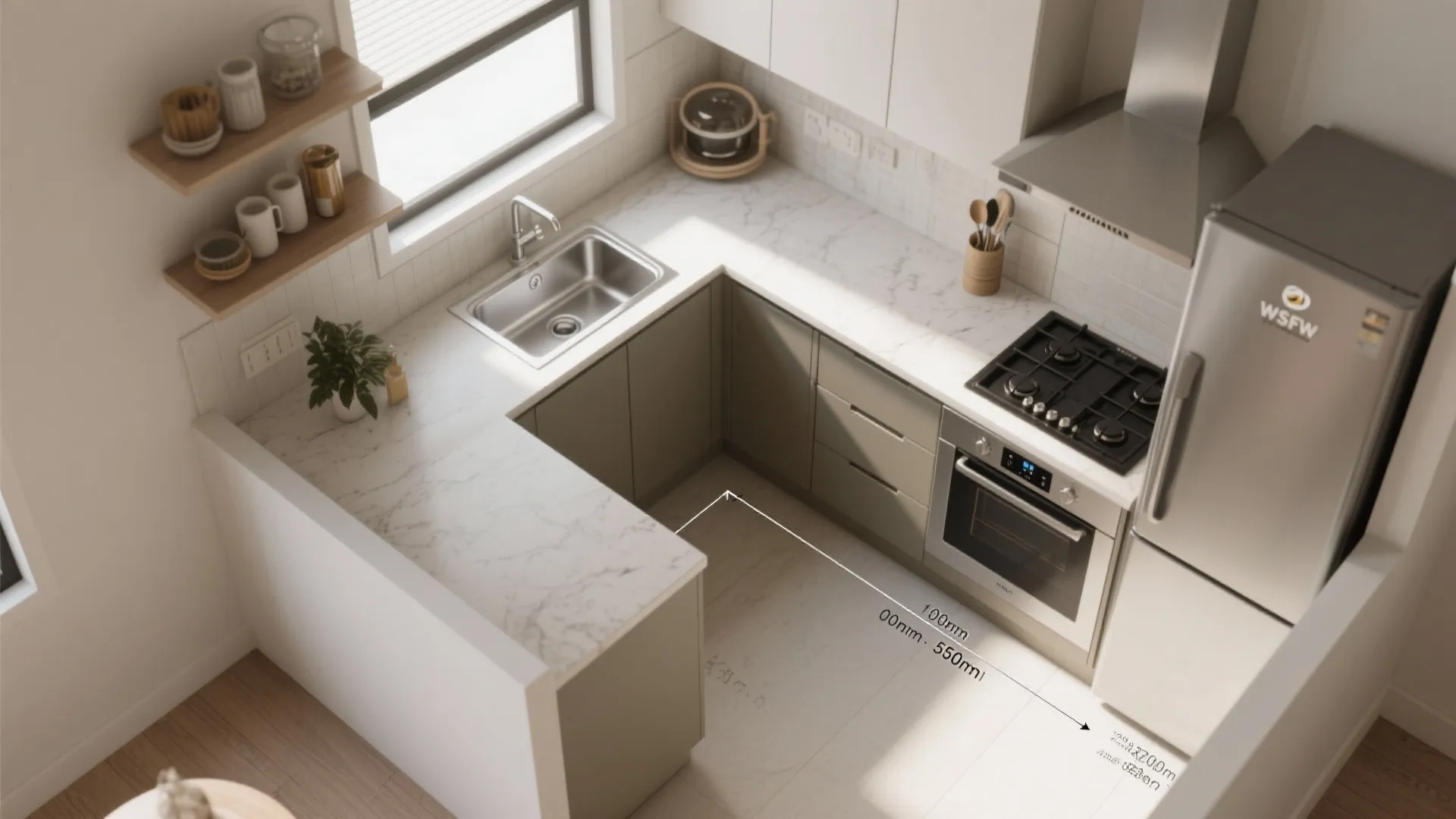 L-Shaped Small Kitchen Layout