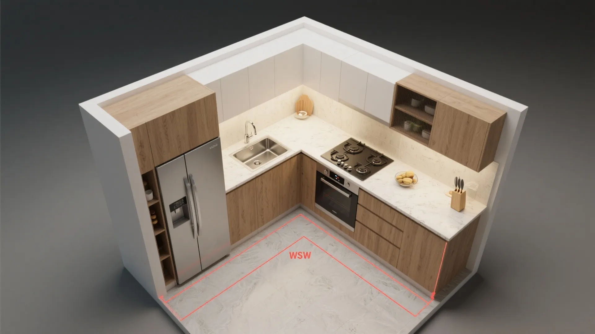 L-Shaped Layout for More Counter Space