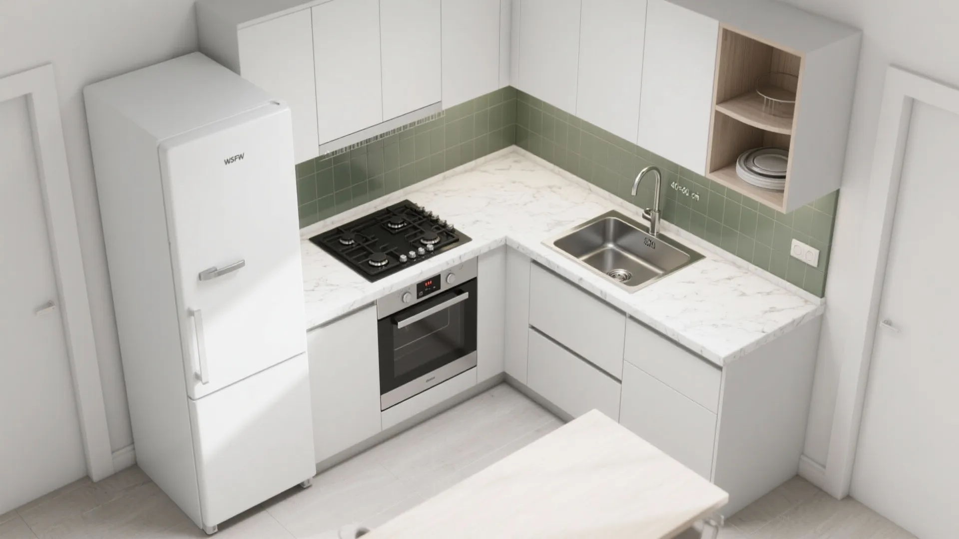 L-Shaped Layout to Maximize Counter Space