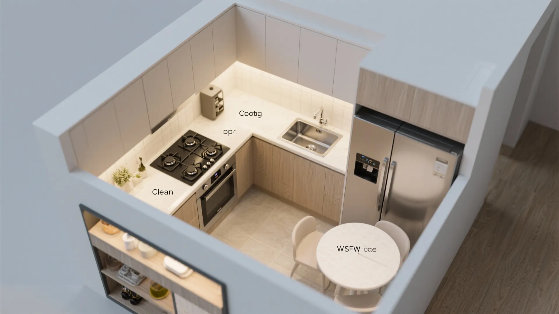 L-Shaped Layout That Frees Counter Space