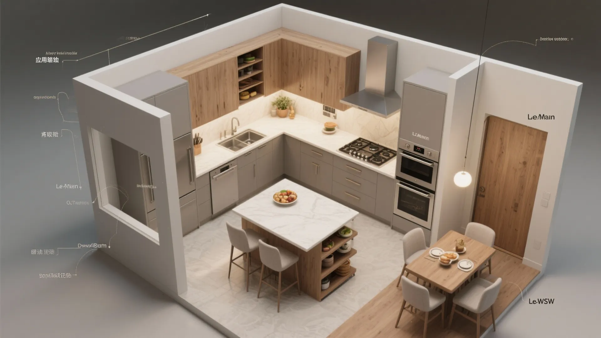 L-shaped layout with a utility wing