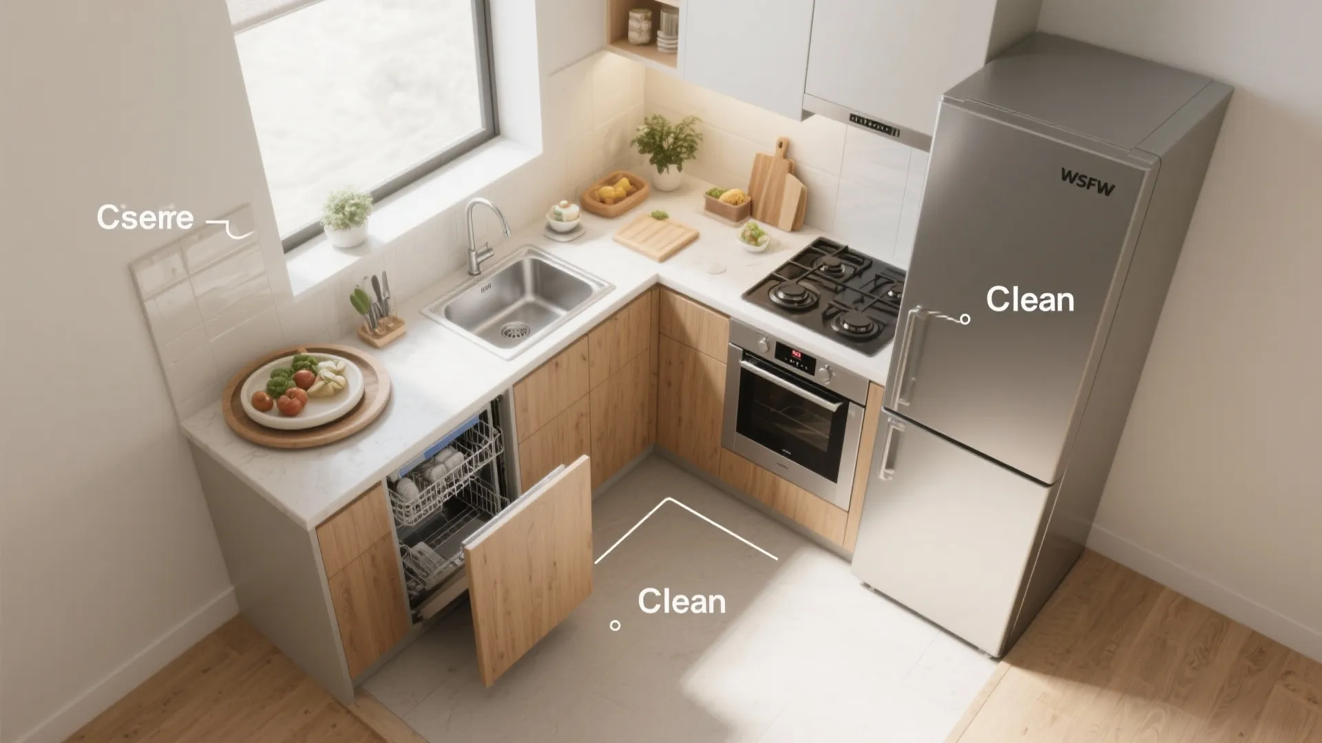 L-Shaped Layout That Frees Counter Space