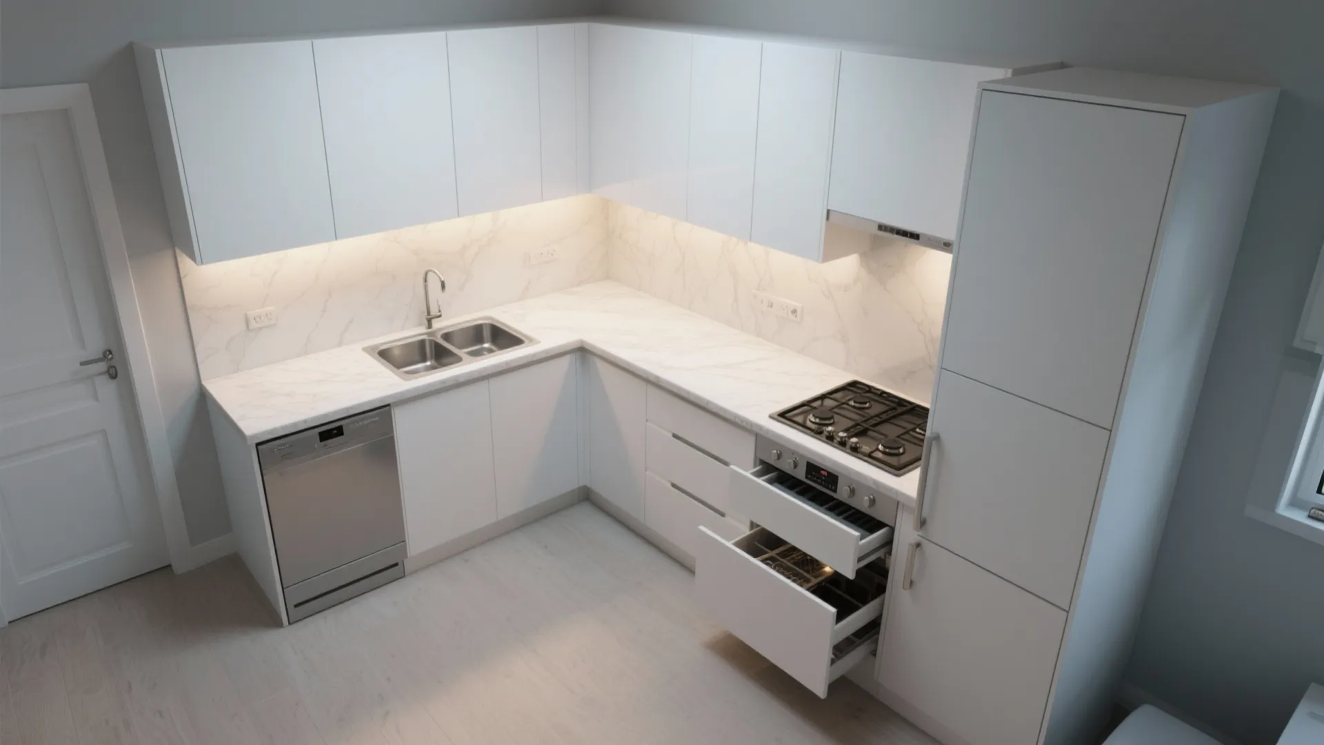 L-Shaped Layout That Frees Counter Area