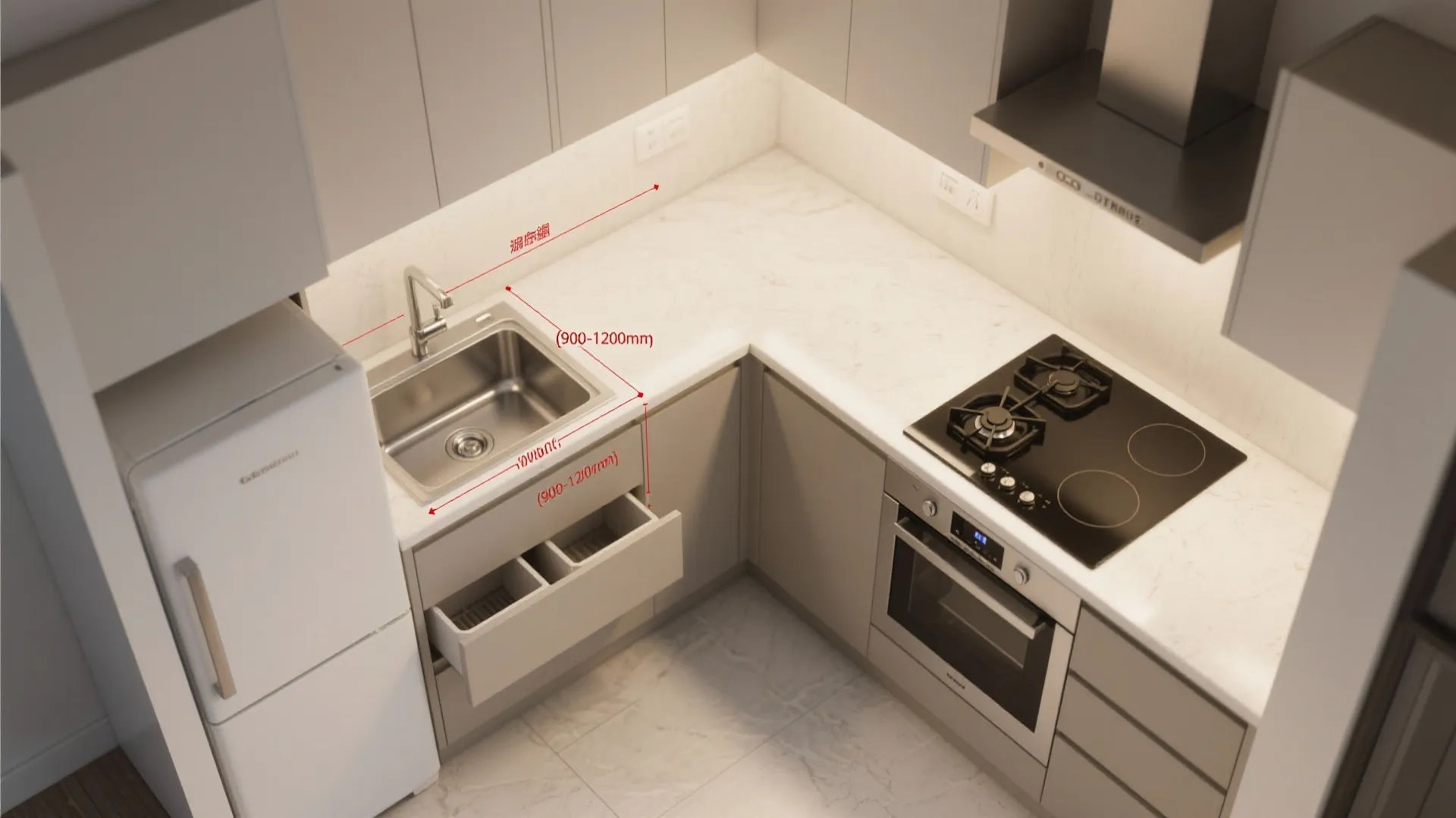 L-Shaped Layout to Free Counter Space