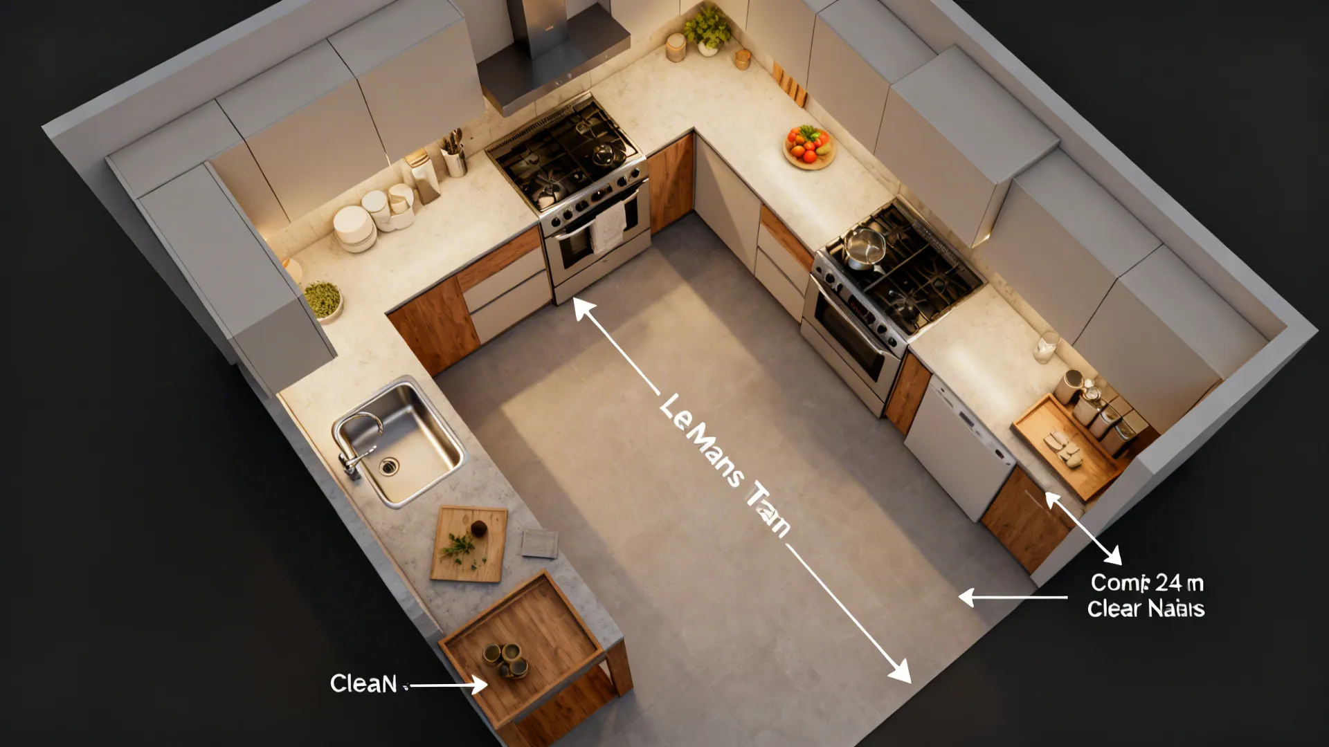L-shaped micro layout to free counter space