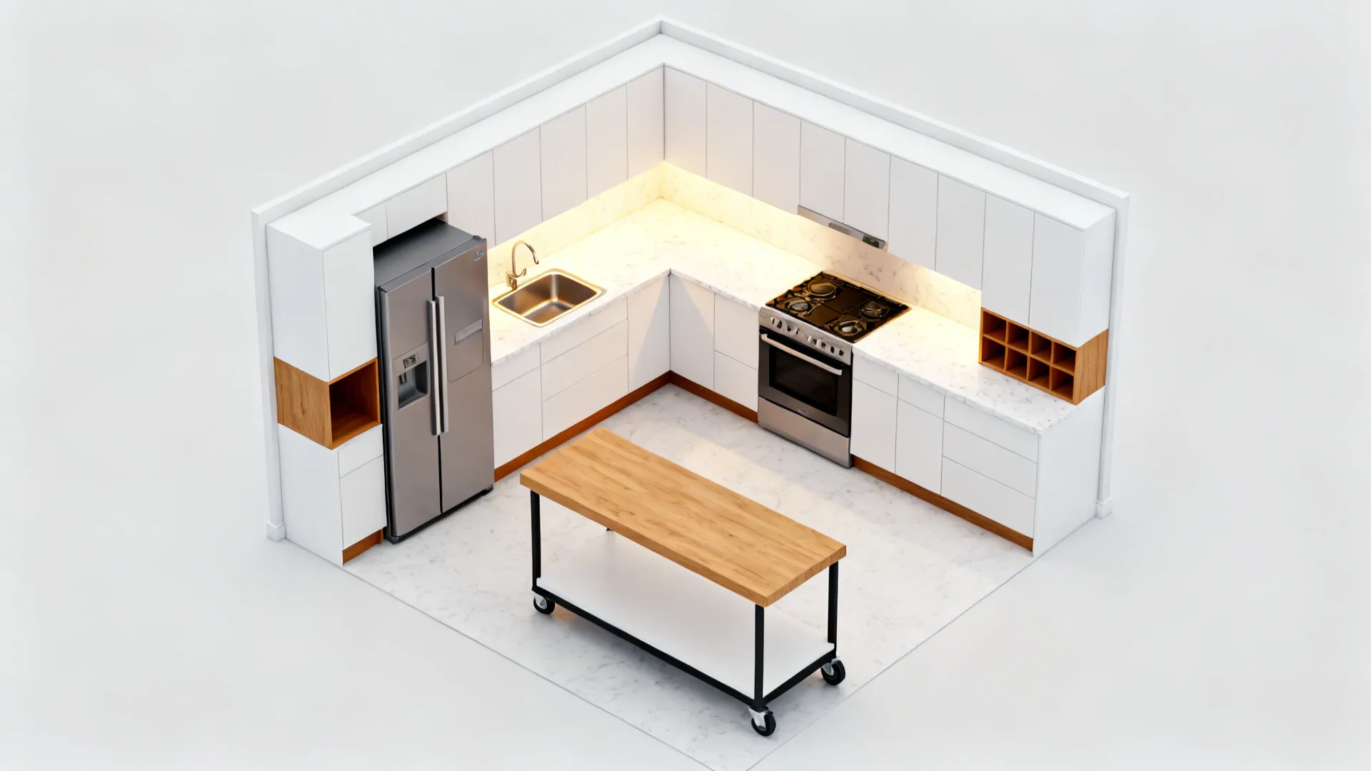 L-Shaped Layout to Free Counter Space