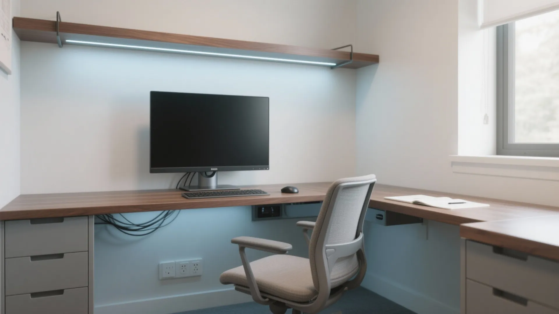 L-shaped micro study layout for maximum surface area