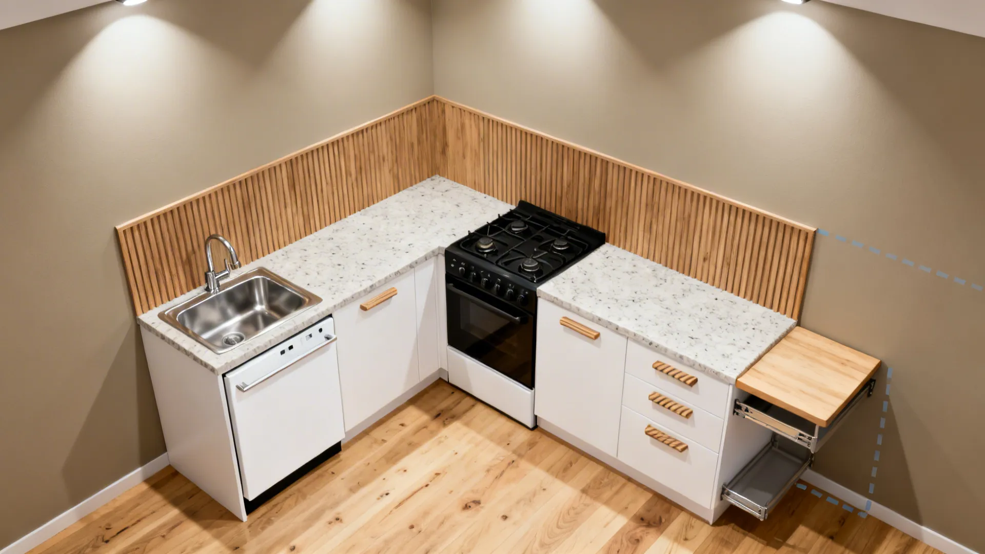 L-Shaped Micro-Layout That Frees Counter Space