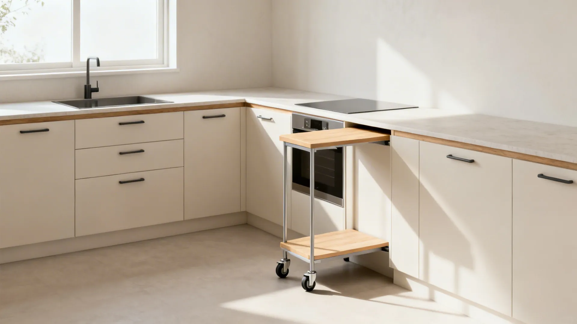 4) Go galley-adjacent: extend the L with a movable piece