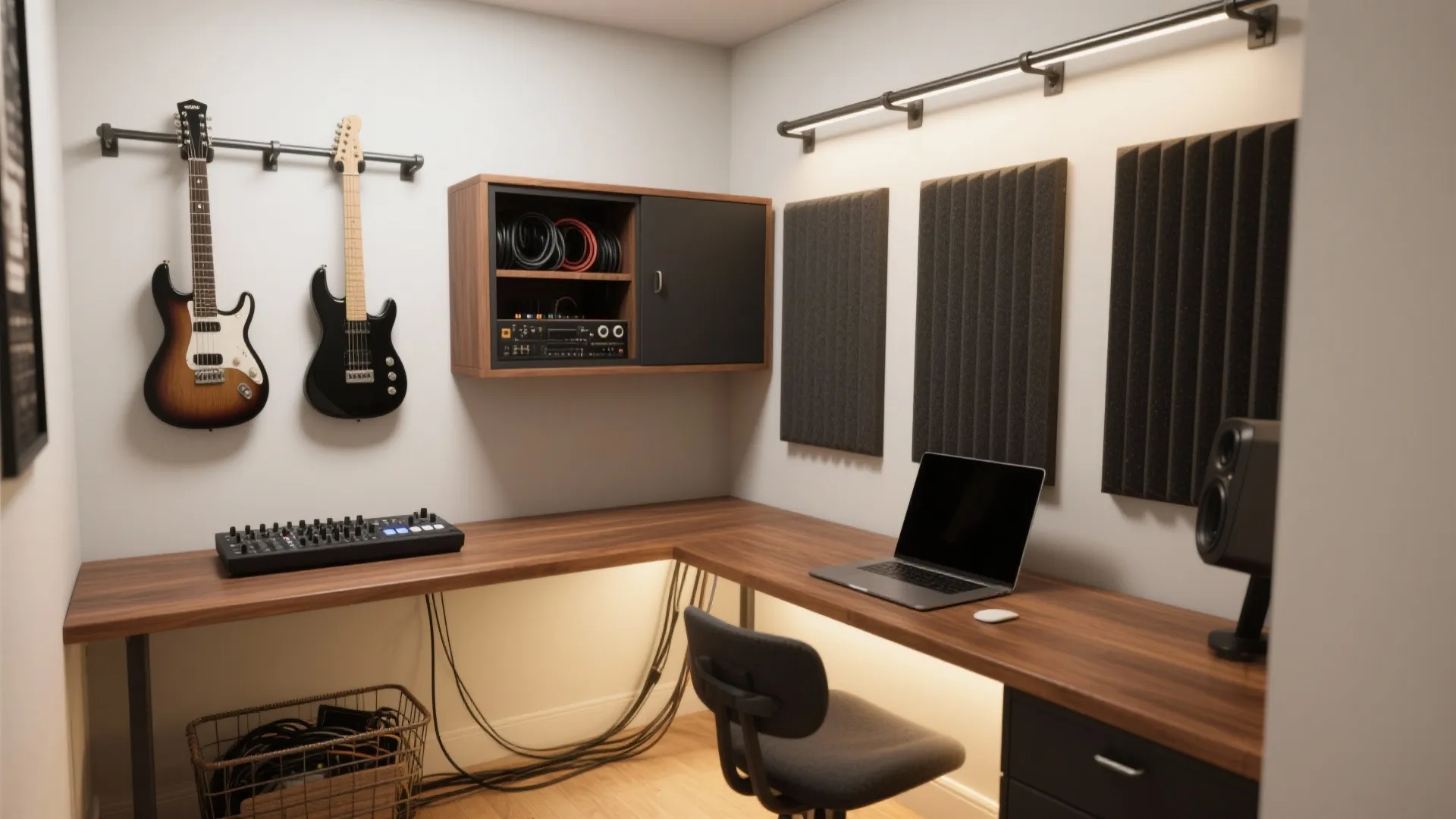 An L-Shaped Music Nook That Doubles as a Desk
