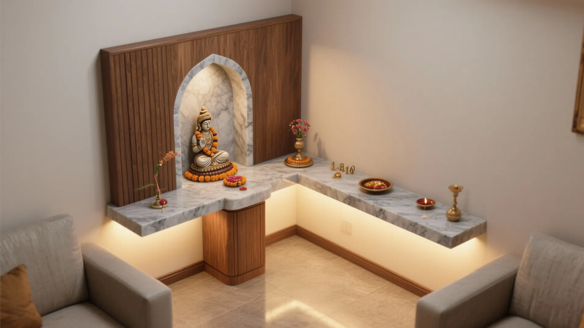 L-Shaped Niche Slab for Corners