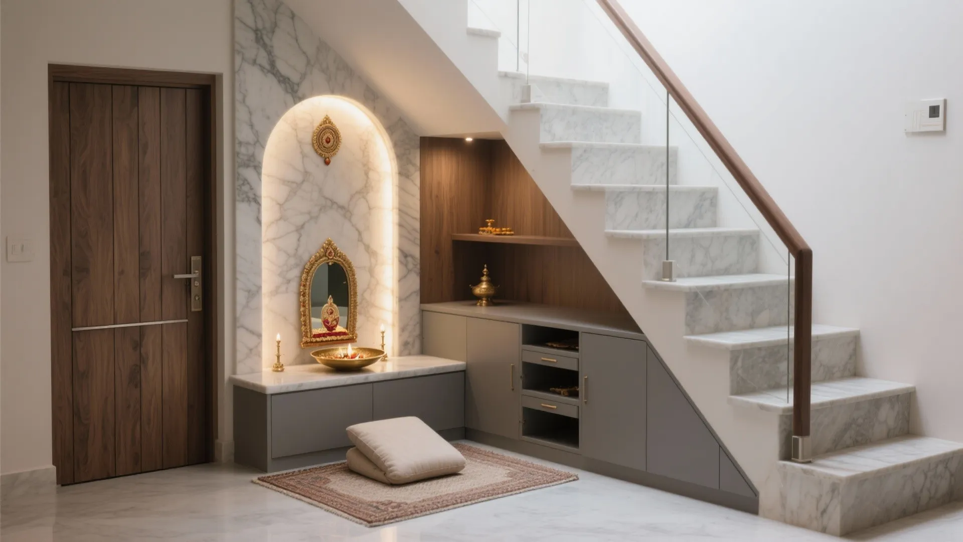 L-Shaped Niche And Corner Pooja Corners