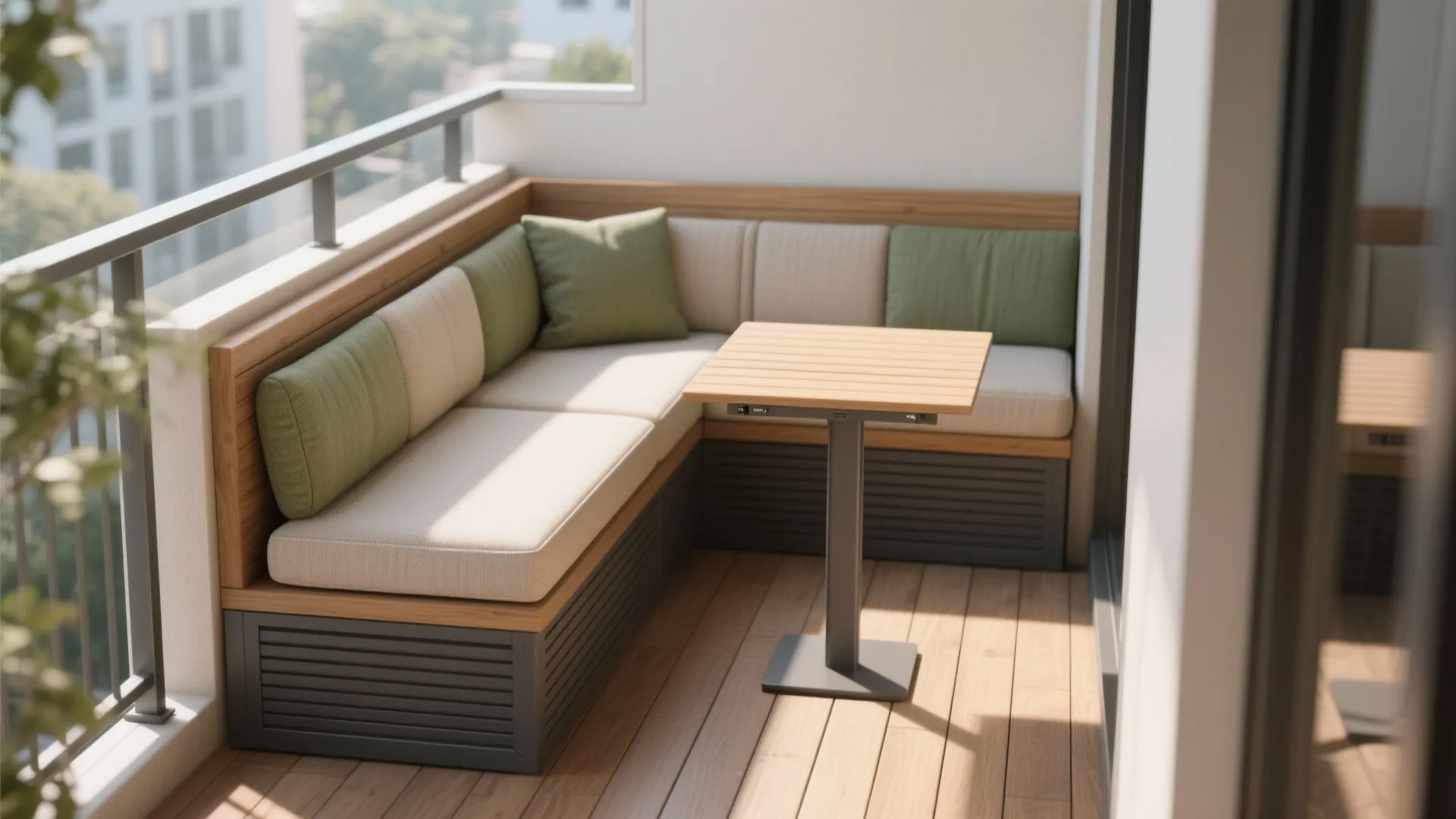 L-shaped nook for tiny balconies