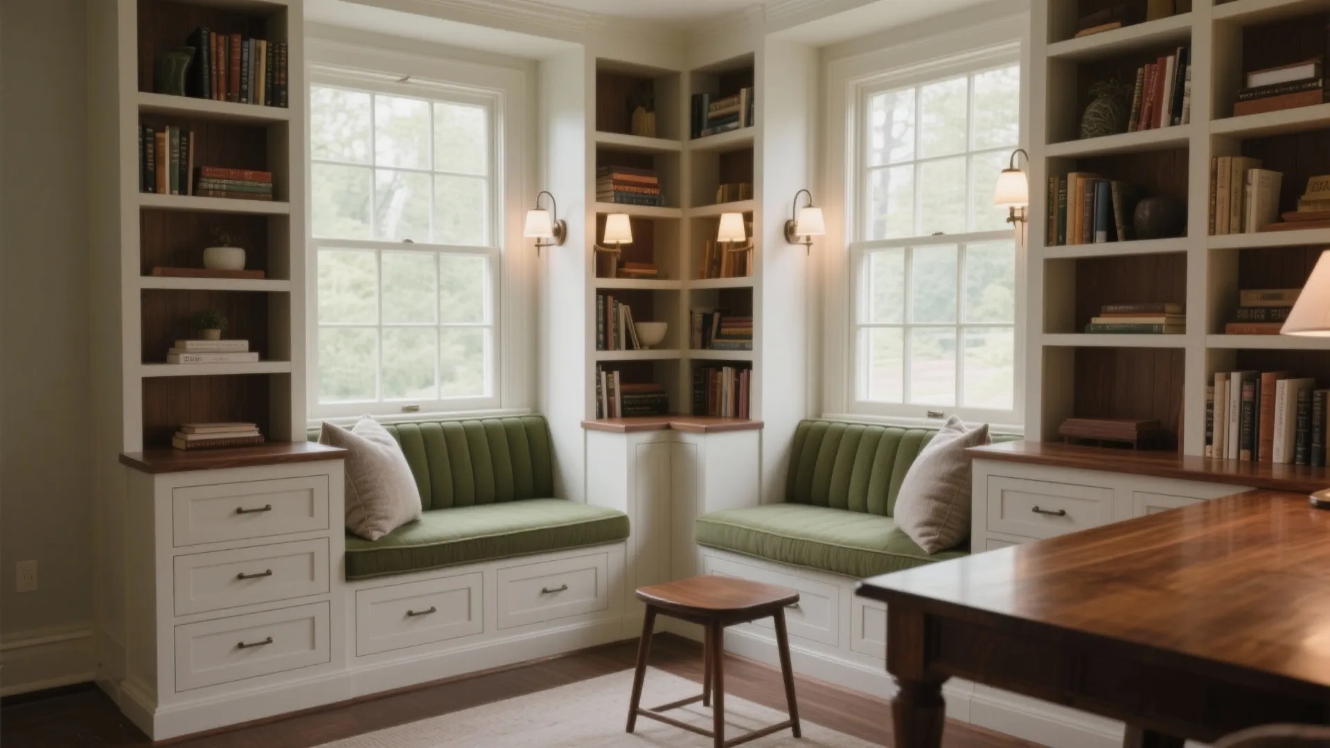 L-Shaped Reading Nook With a Storage Bench