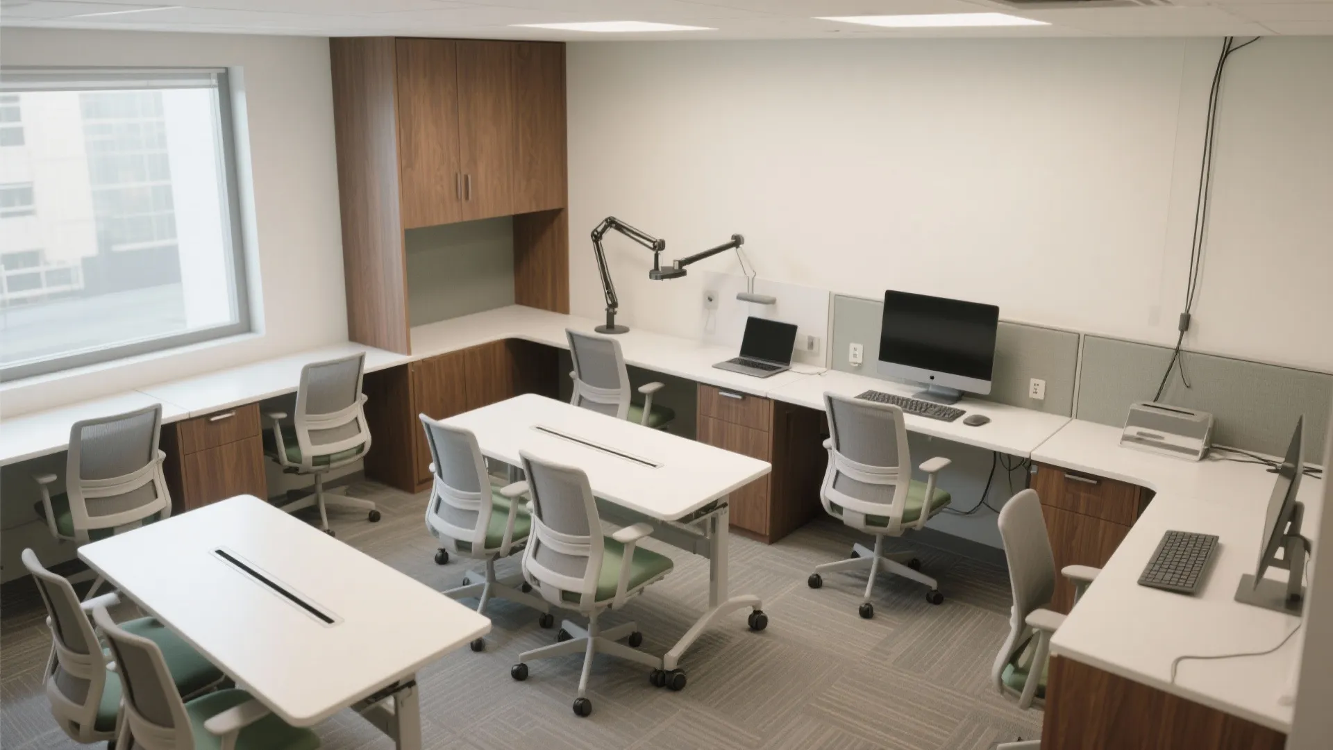 Ergonomic, flexible furniture and L-shaped nooks