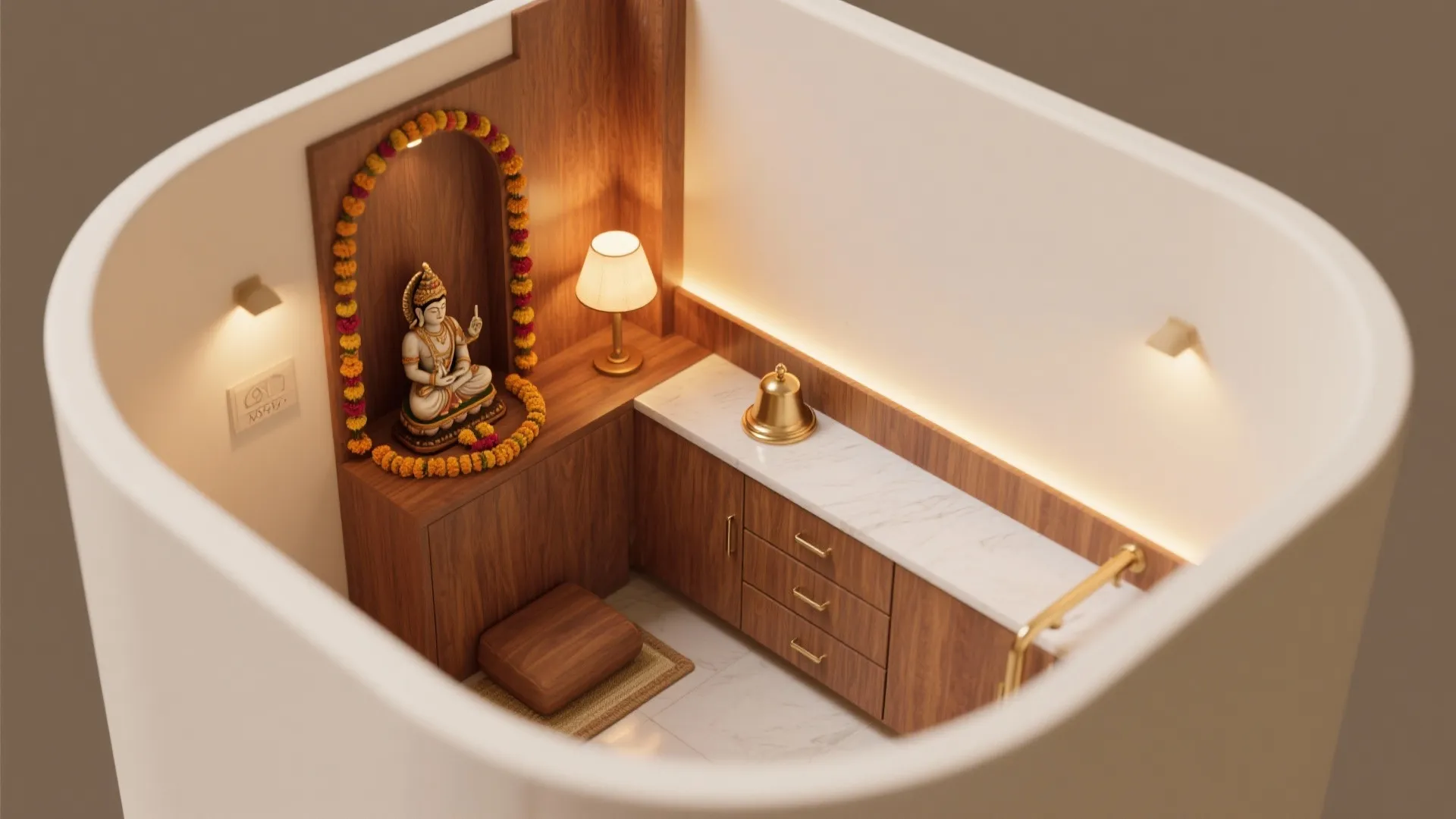 L-shaped nook altar planning