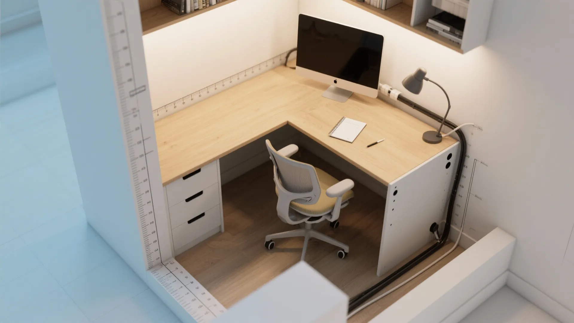 L-shaped study nook to unlock surface area