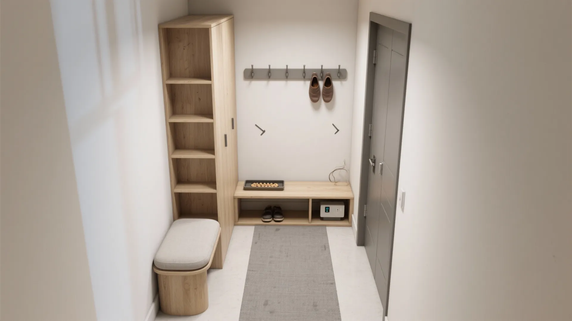 Smart L-Shaped Entry Nook in a Tight Hall