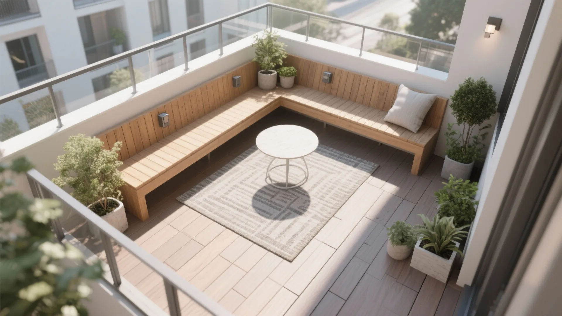 L-Shaped Seating Nook to Free the Floor