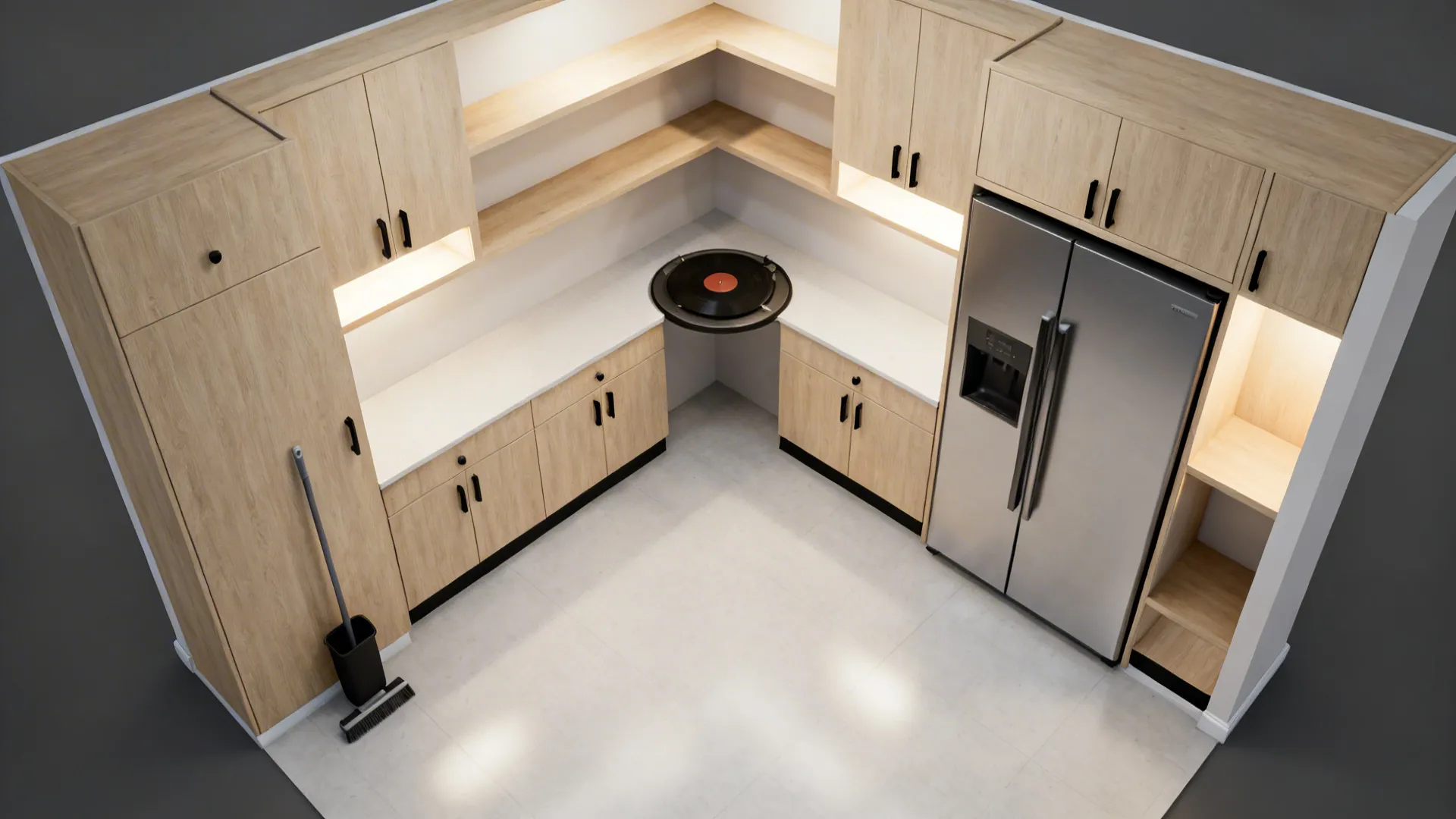 L-Shaped Micro Pantry Off the Fridge