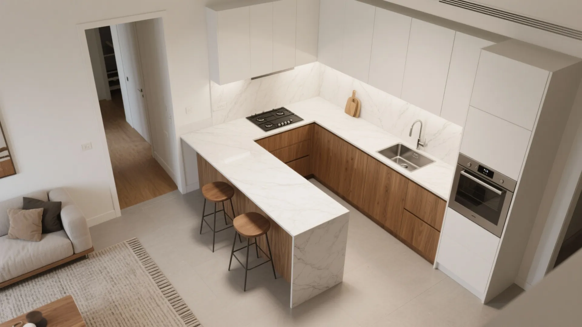 L-Shaped Layout with a Slim Peninsula