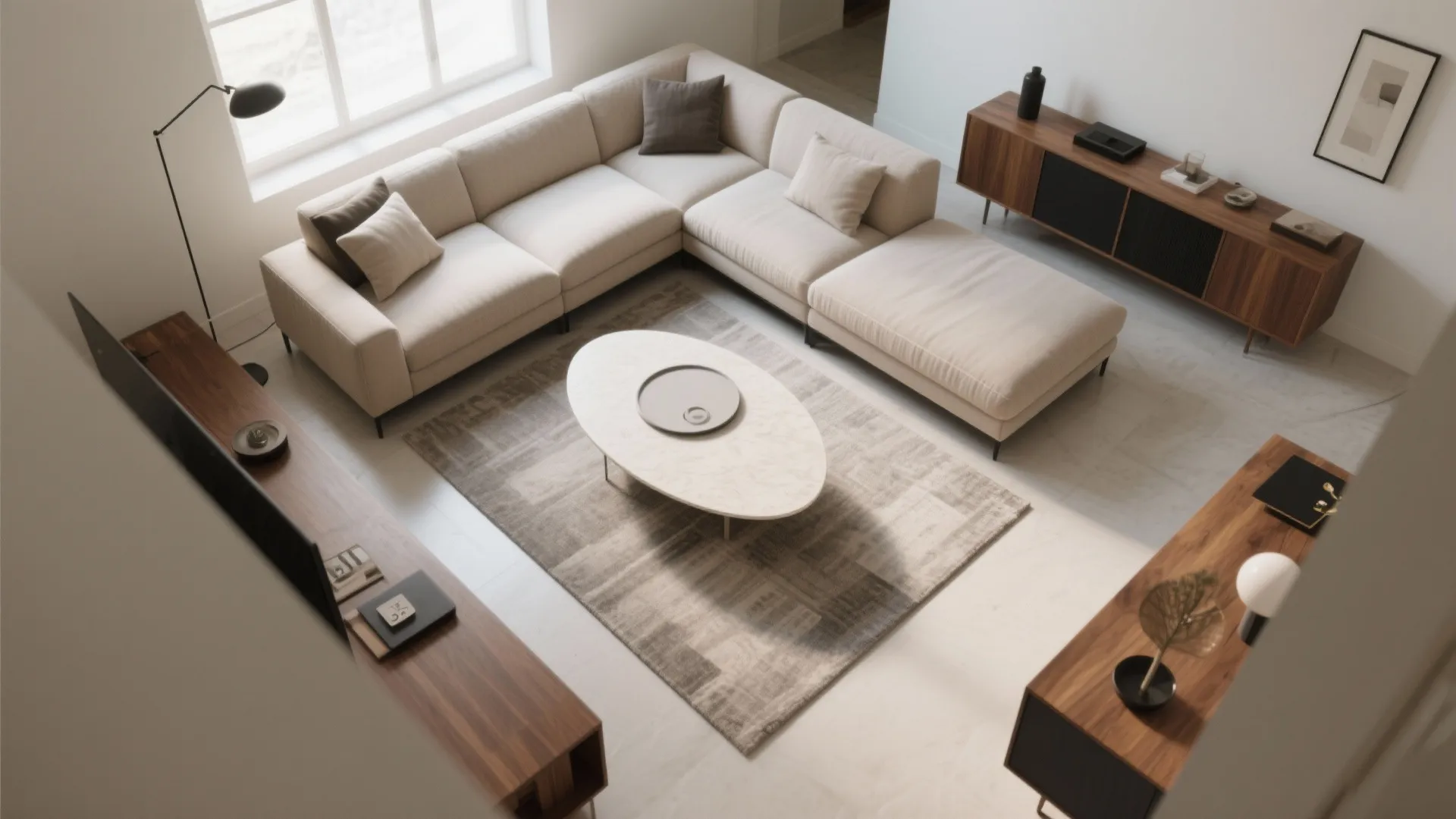 L-Shaped Seating that Clears the Flow