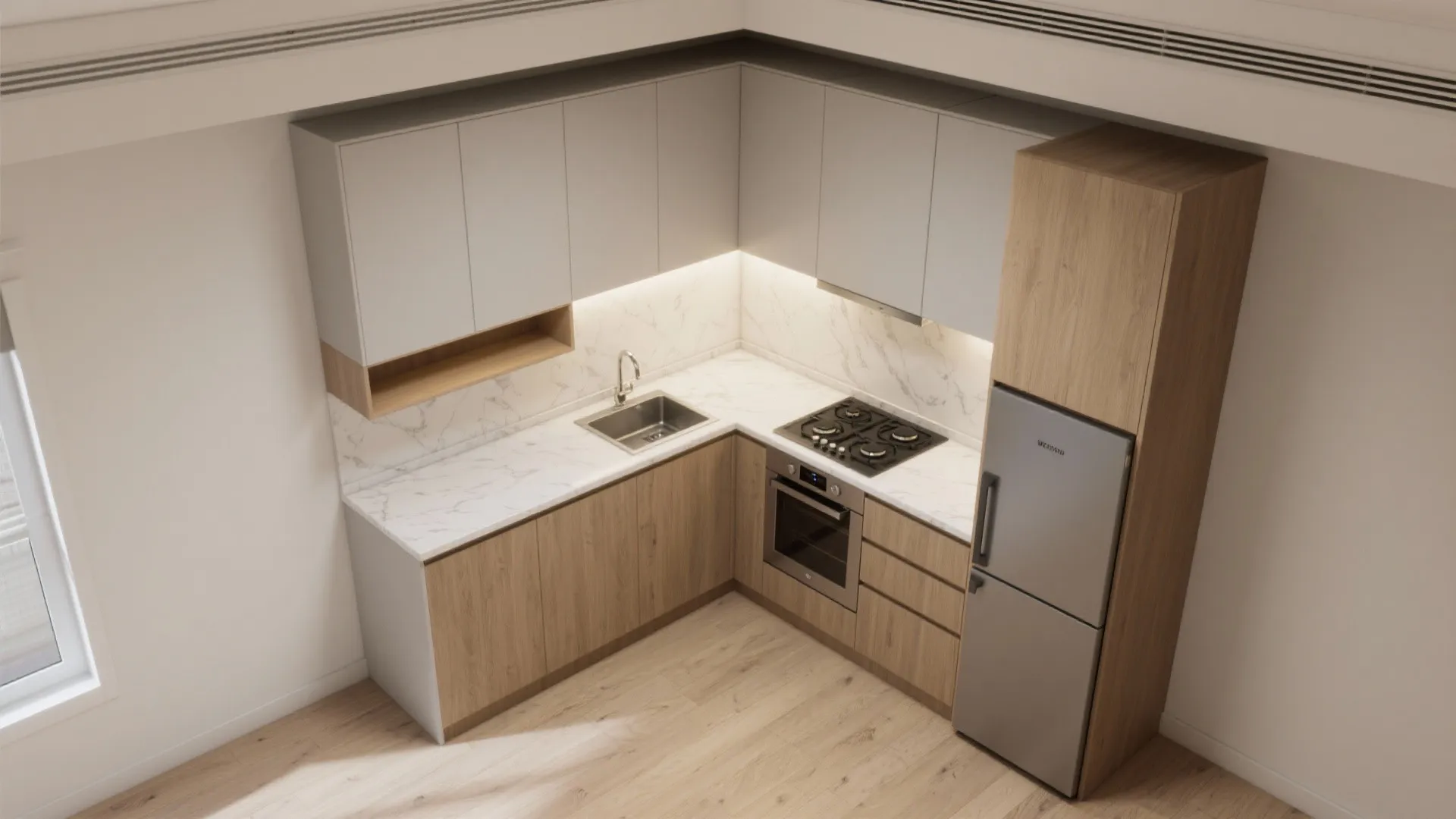 L-shaped wall box run for efficient layouts