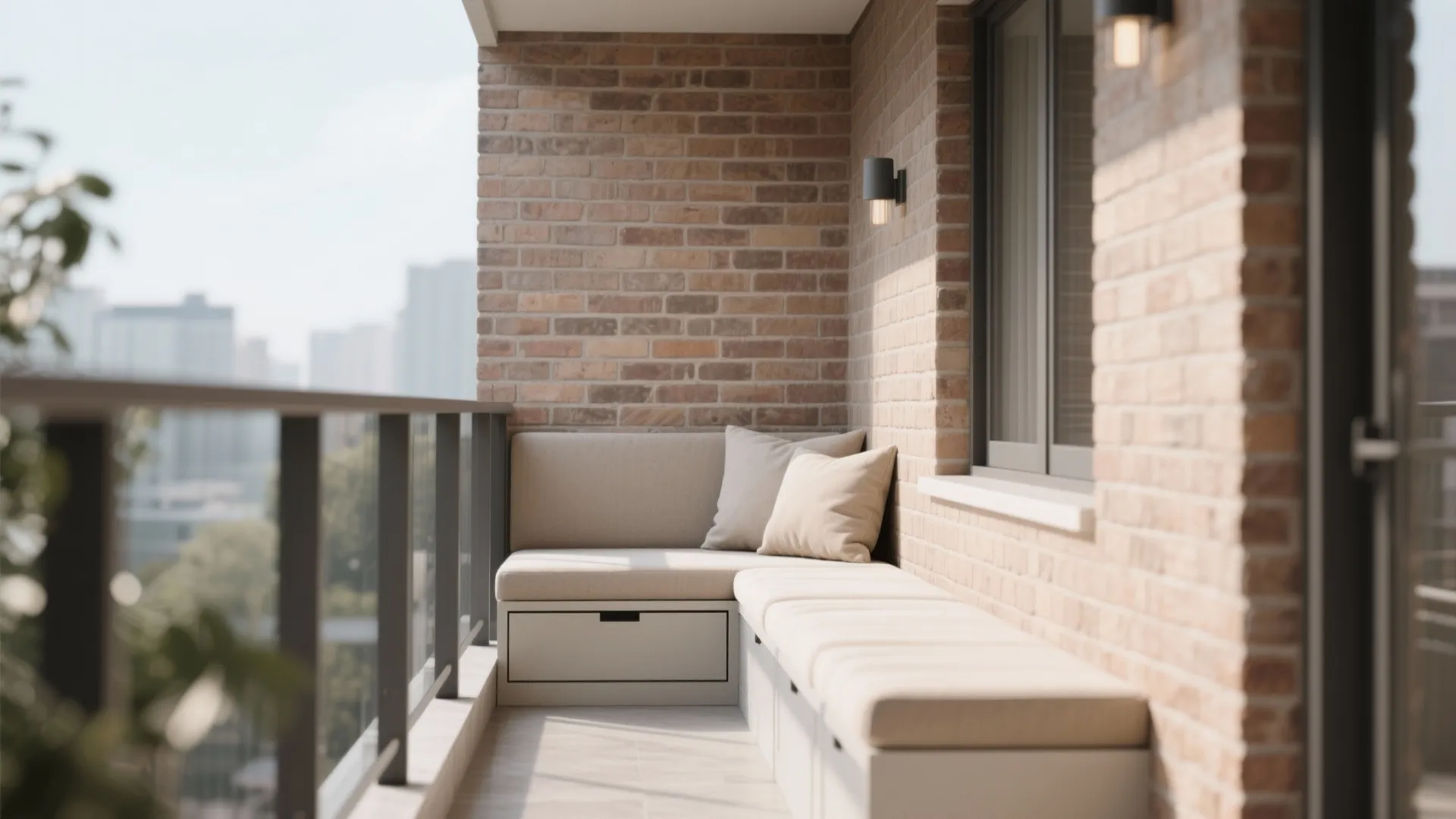 Compact L-Seat with Brick Backrest