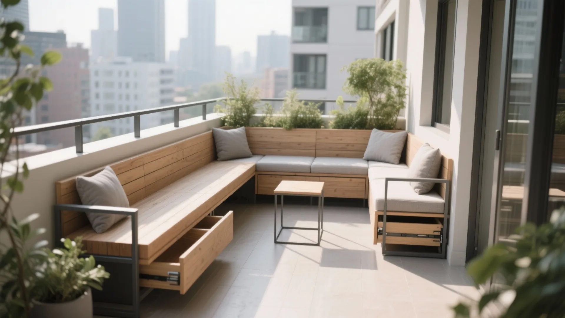 L-Shaped Seating Nook to Free the Floor