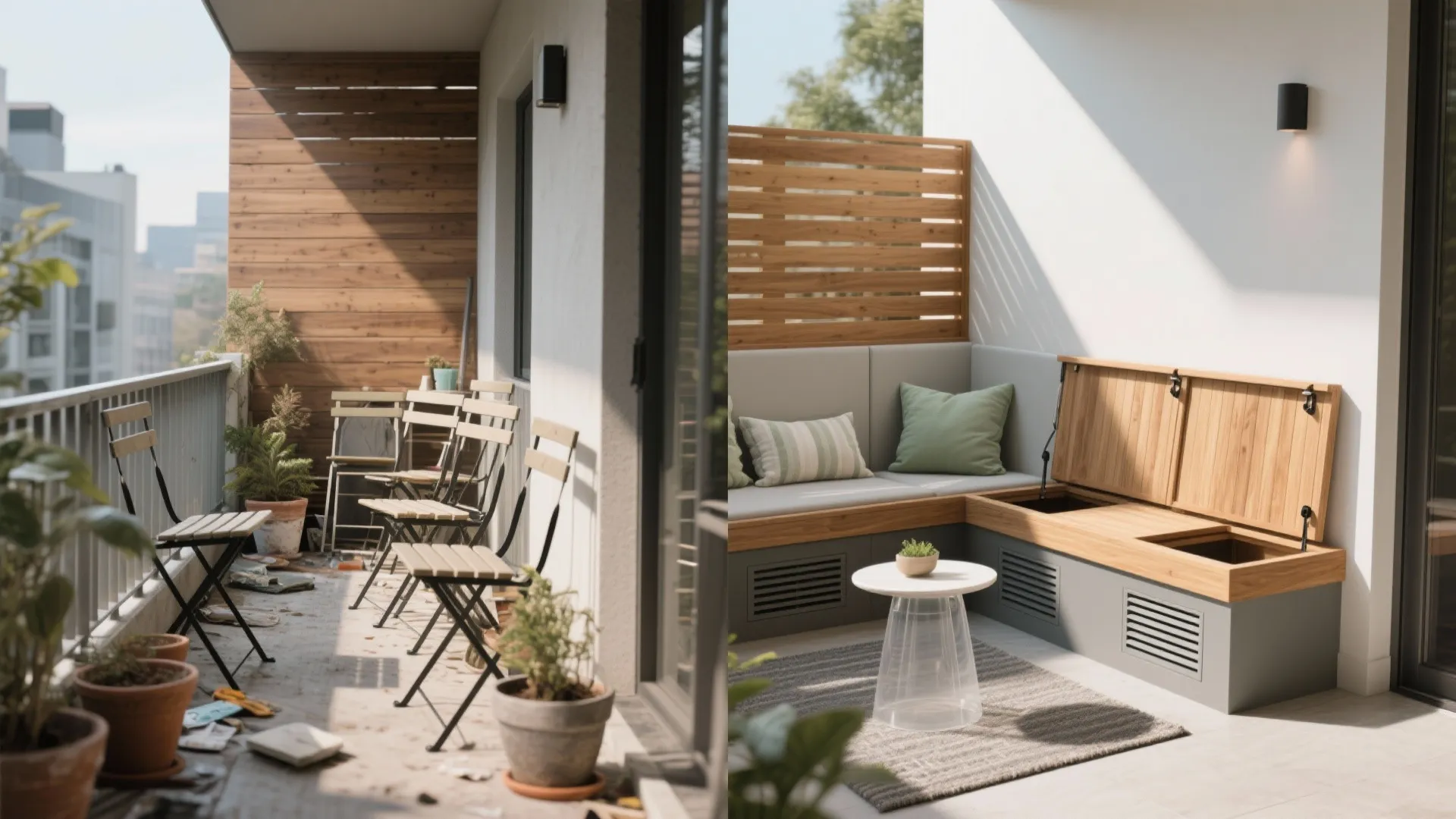 Built-in L-shaped seating with hidden storage