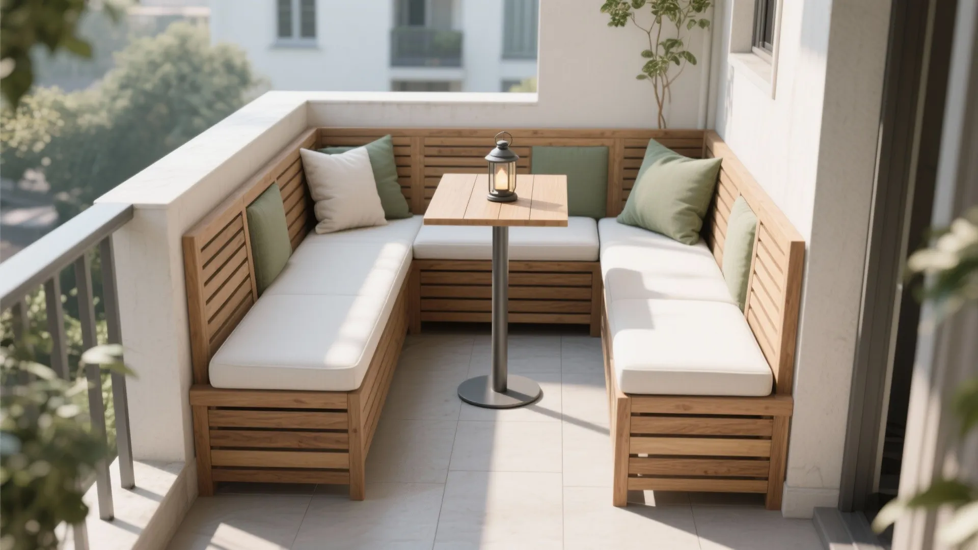 L-shaped seating to unlock corners