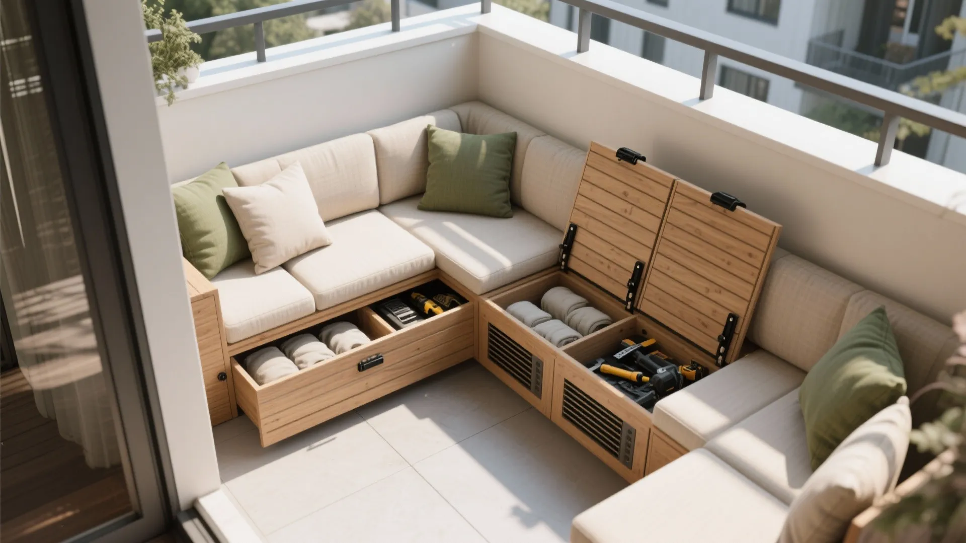 L-Shaped Seating with Hidden Storage