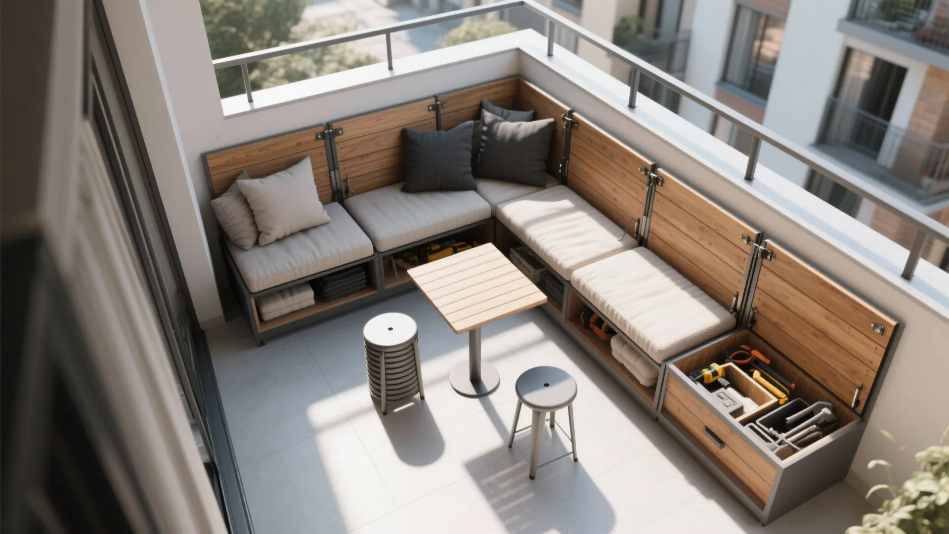 L-Shaped Seating with Hidden Storage