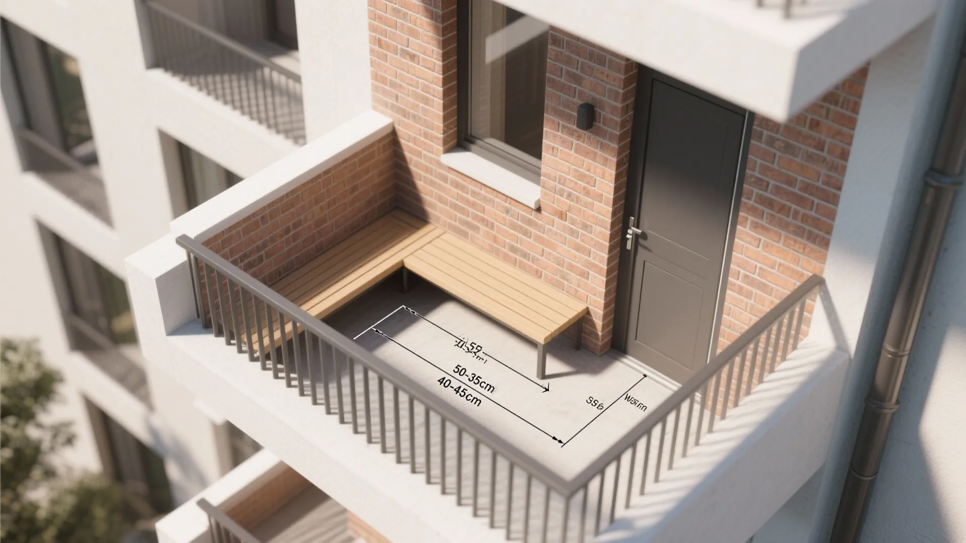 Compact L-Seat with Brick Backrest