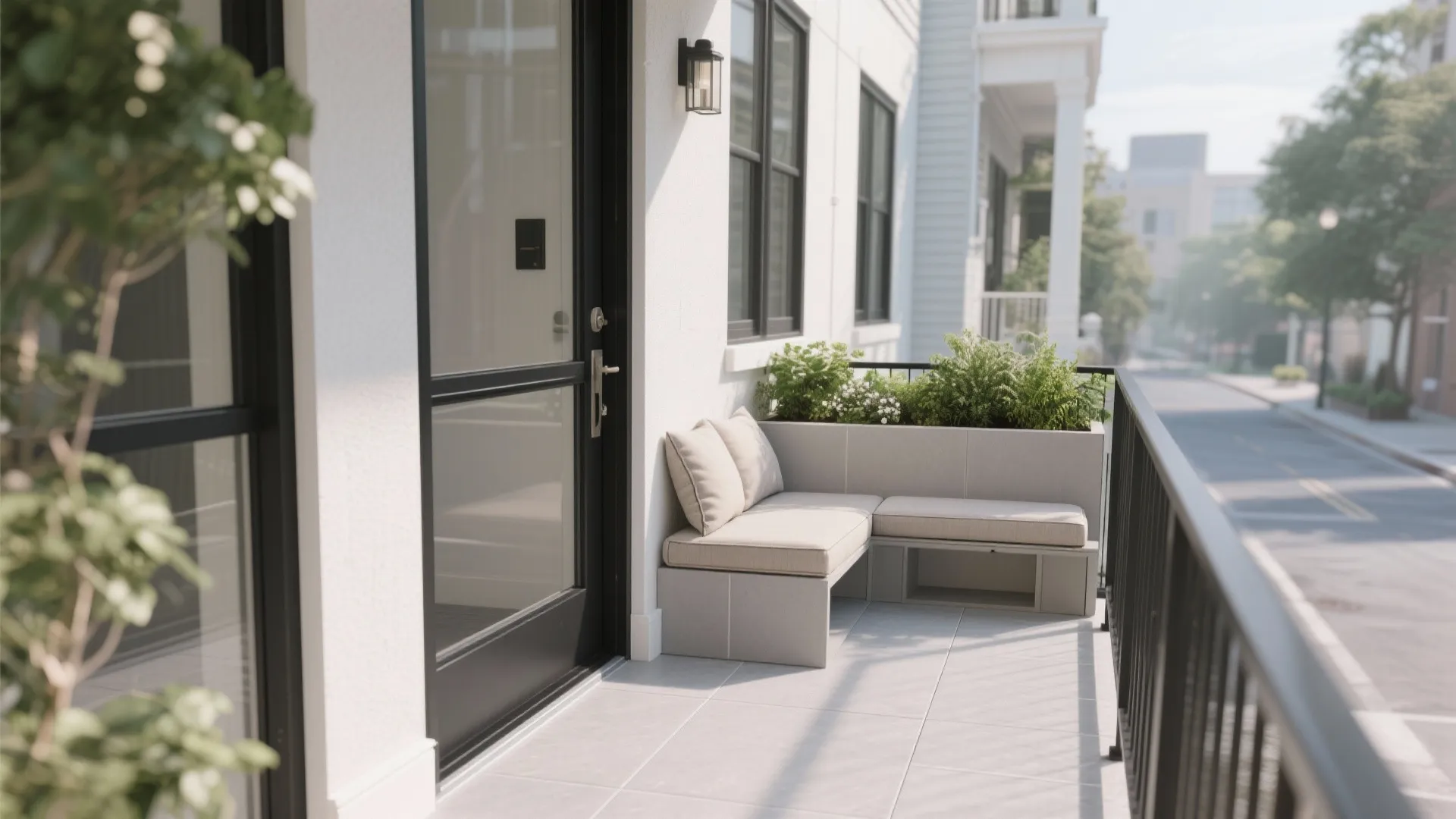 L-shaped small balcony seating