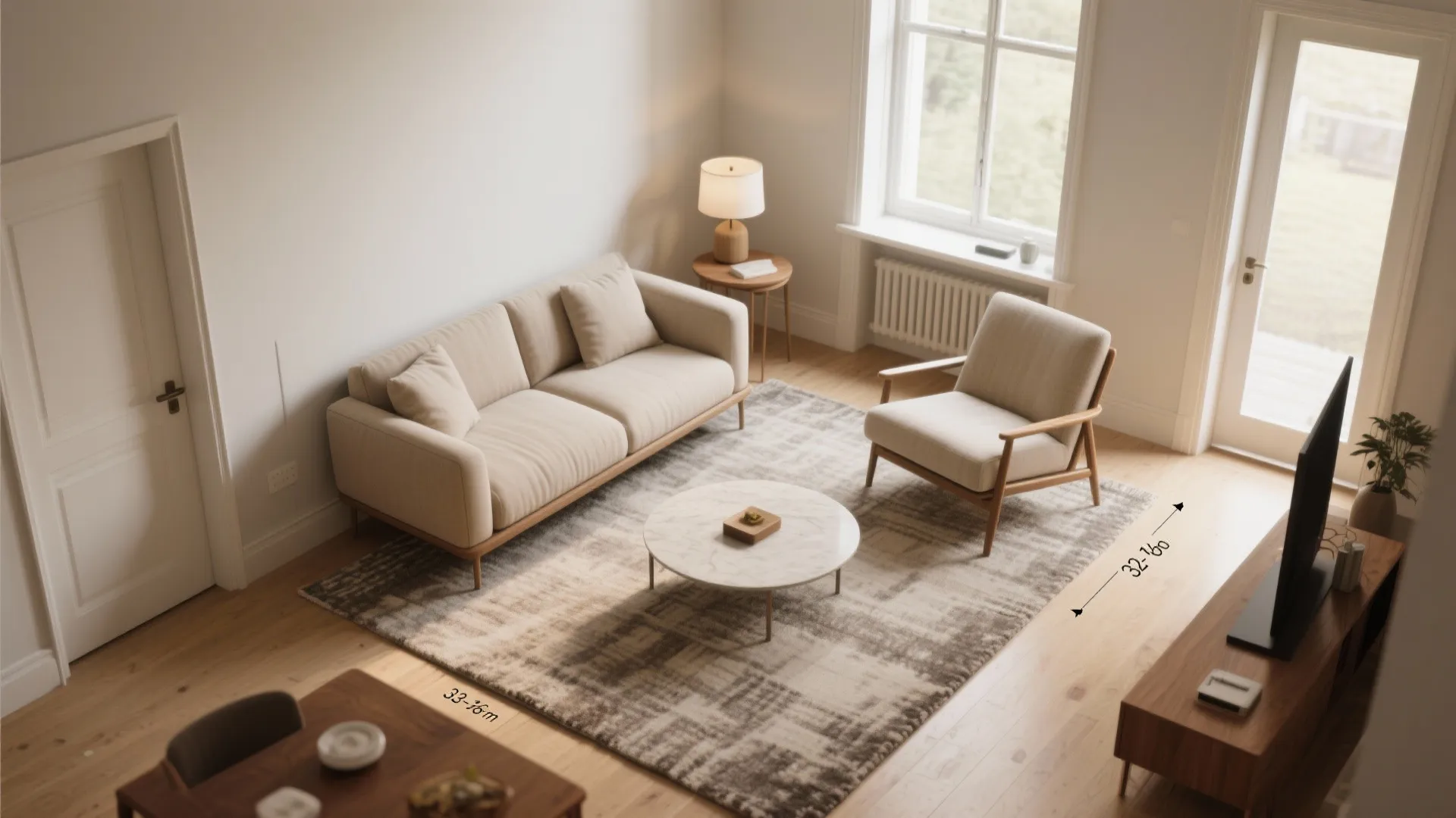 L-Shaped Seating and a Clear Circulation Path