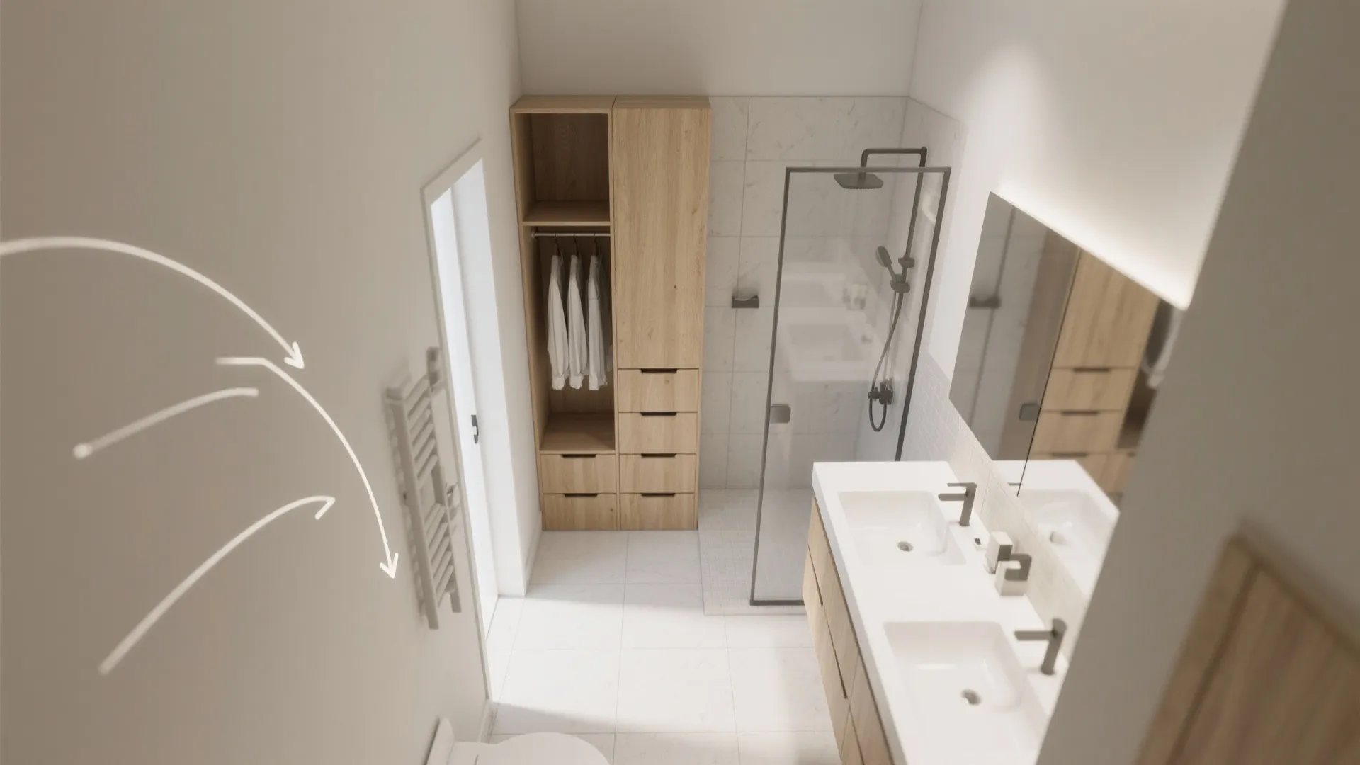 Niches and L-shaped Layouts That Fit Tight Bathrooms