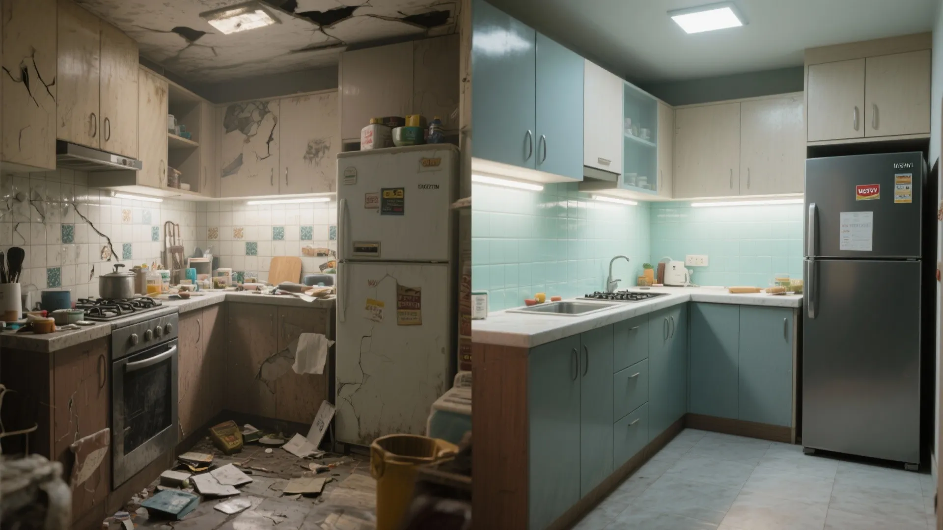 L-shaped compact kitchen layout