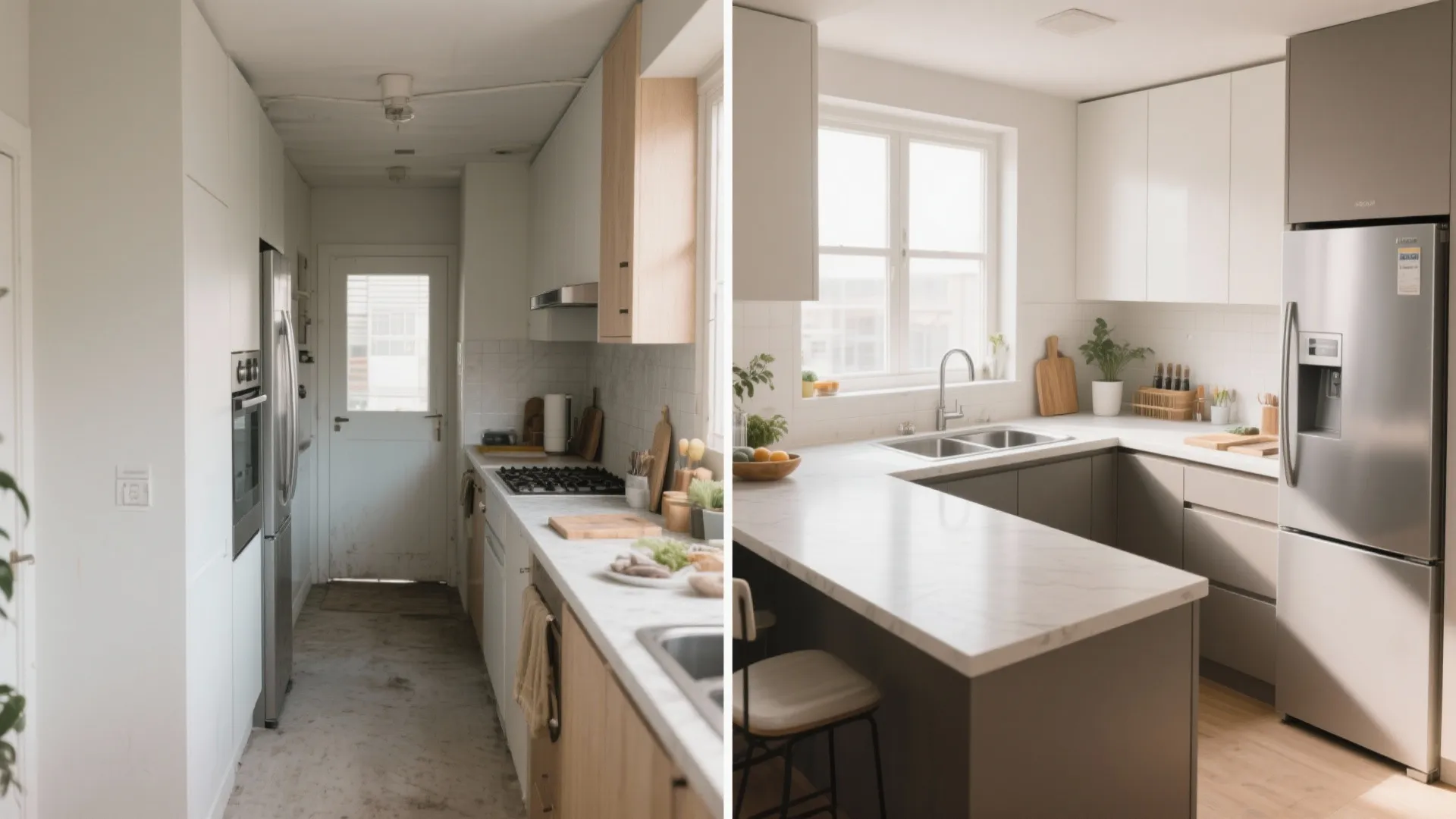 L-shaped layouts that free up counter space