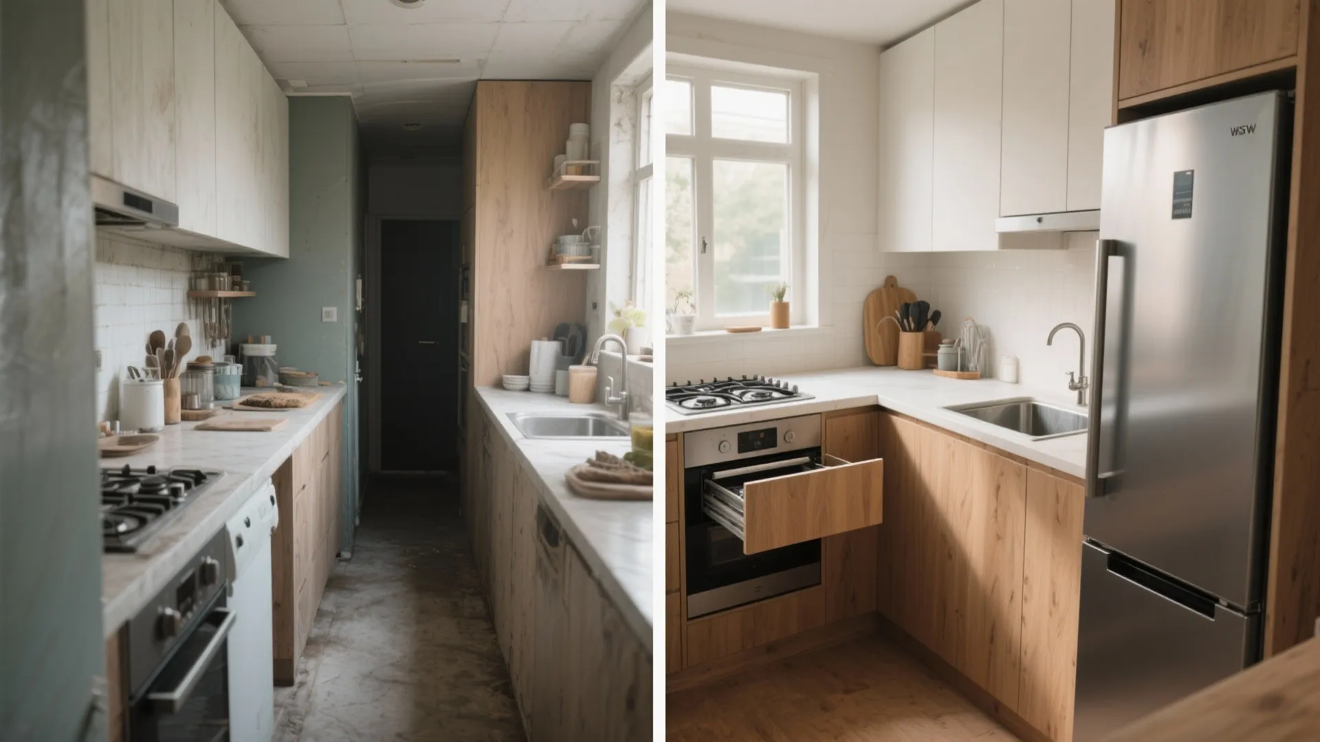 L-shaped layouts that free up countertop space