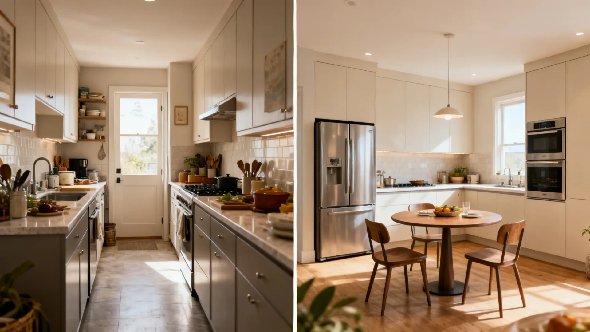 L-shaped layout to free countertop real estate