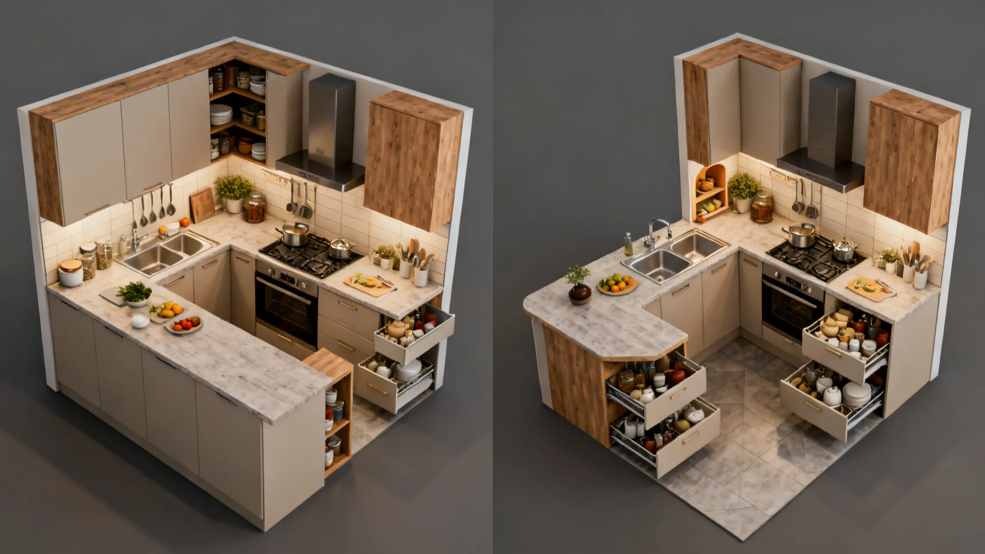 L-shaped layouts that unlock more counter and corner storage