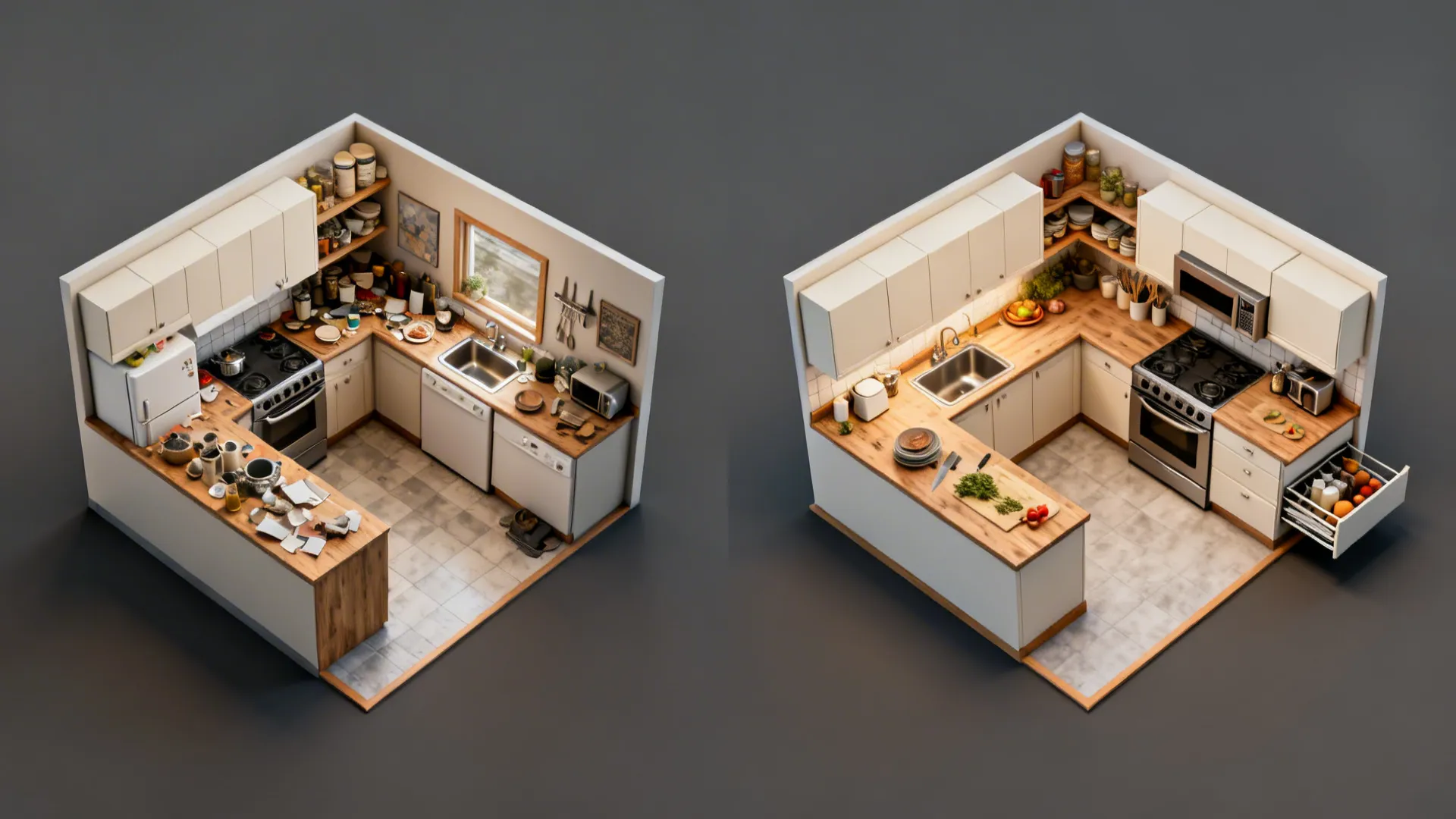 Idea 3: Two-person workflow in an L-shaped layout