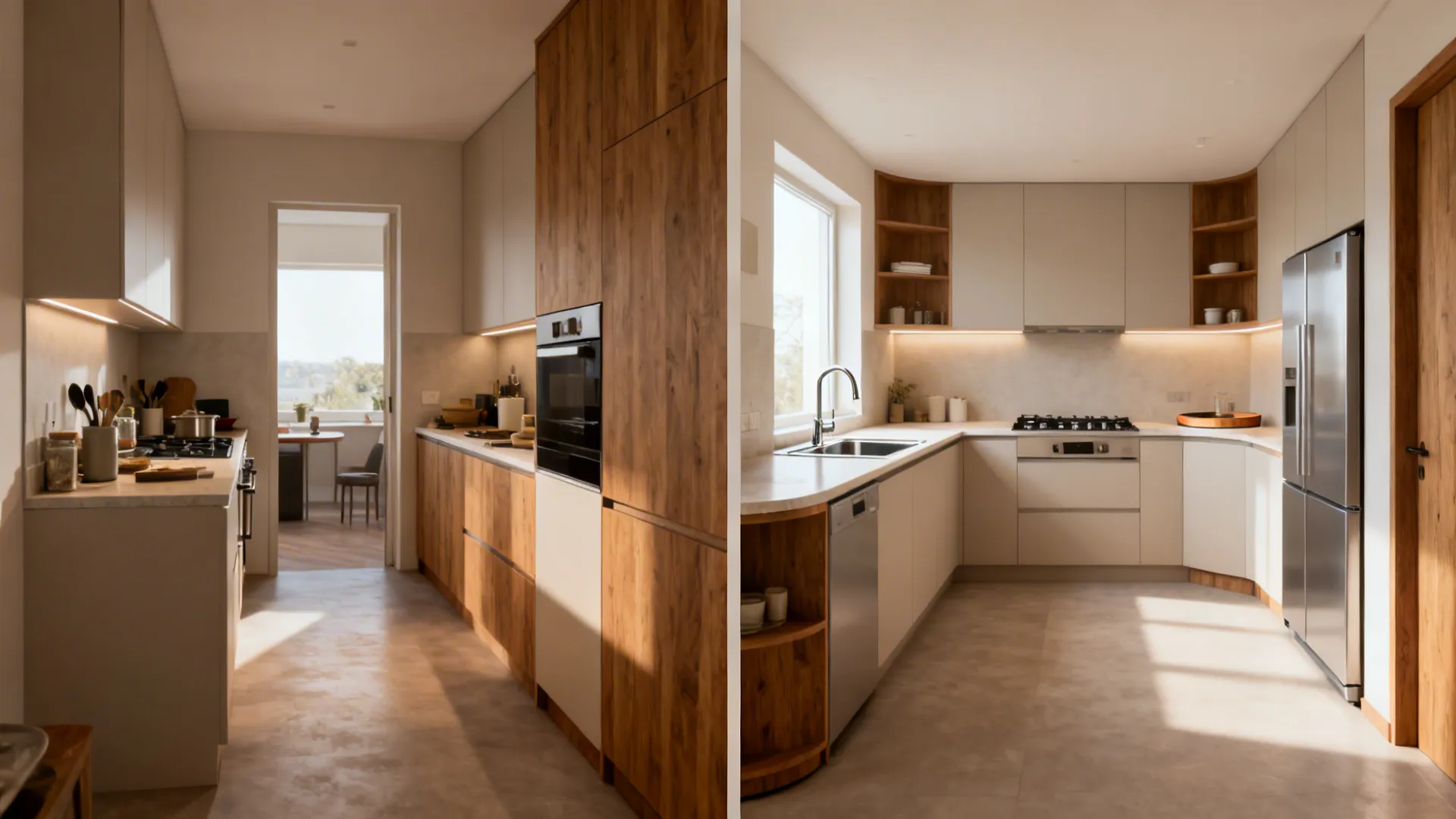 L-shaped layout that frees up more counter space