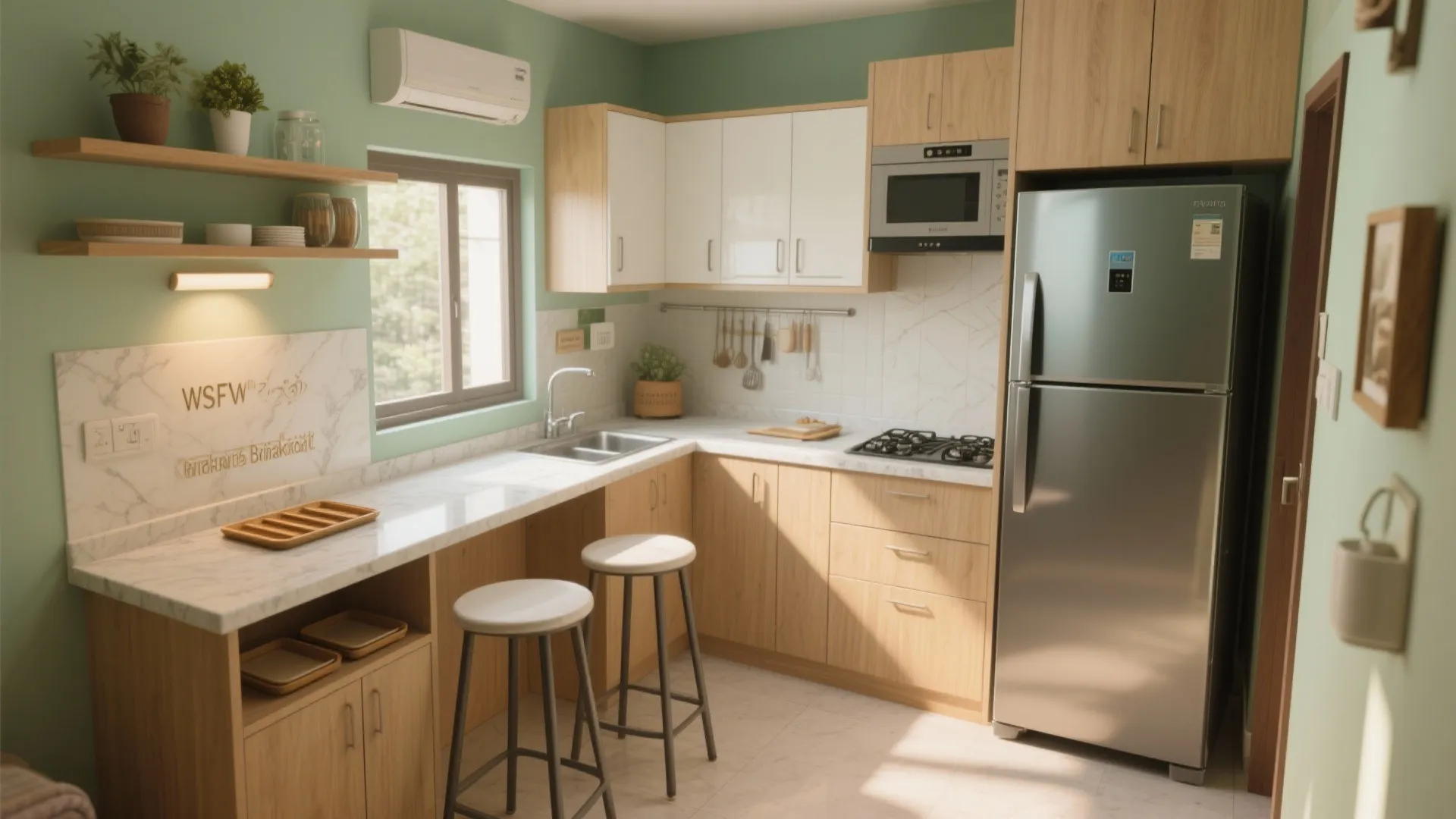 Compact L-Shape with Breakfast Ledge