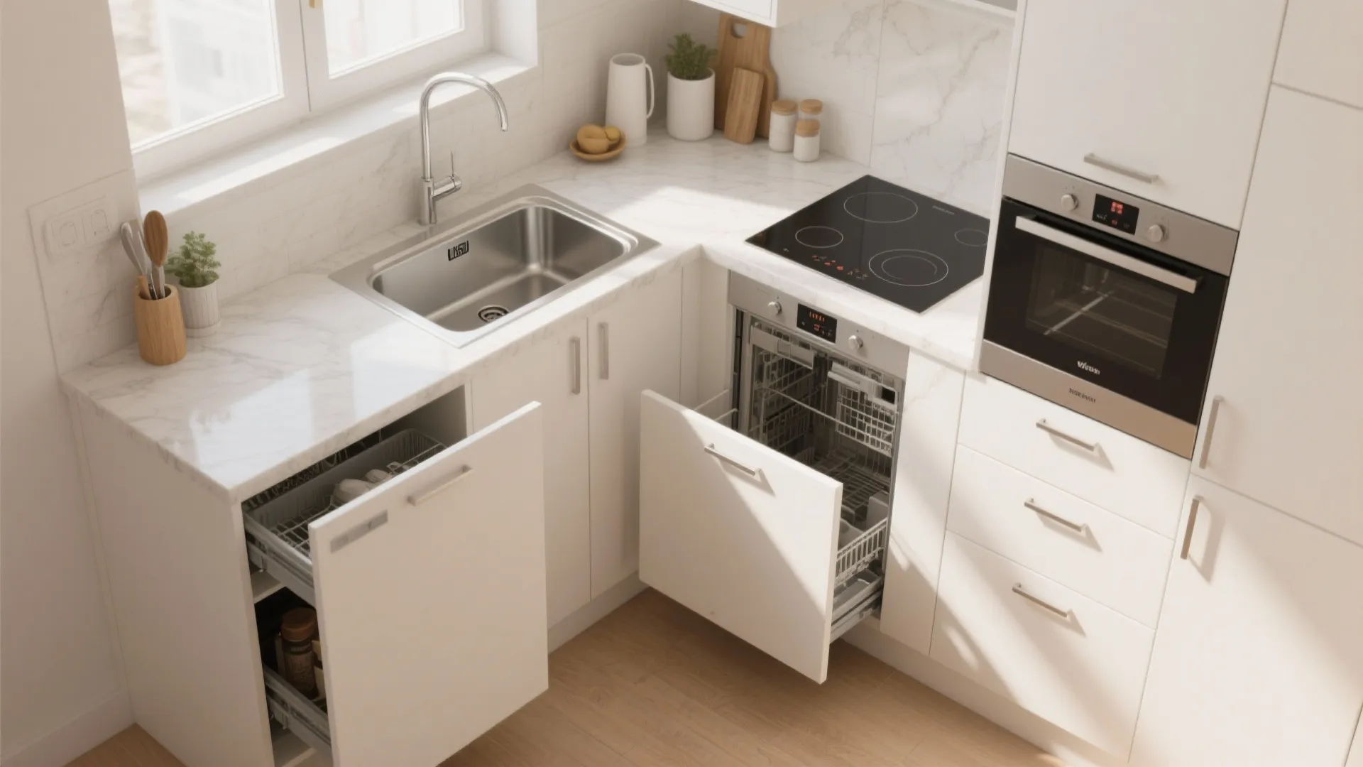 L-Shaped Layout That Frees Up Counter Space