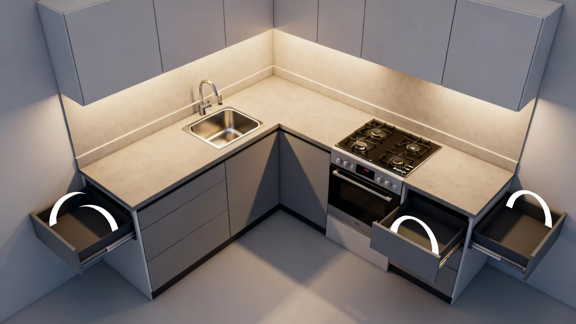 L-Shaped Built-in Layout with Corner Solutions