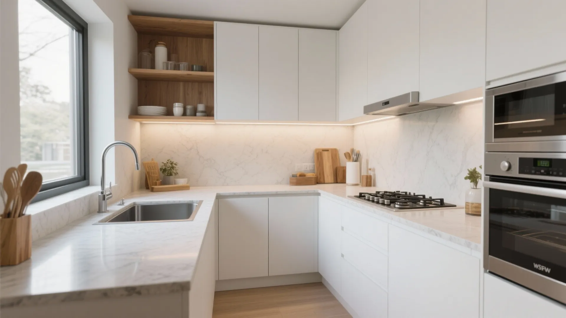 L-Shape that Frees Counter Space